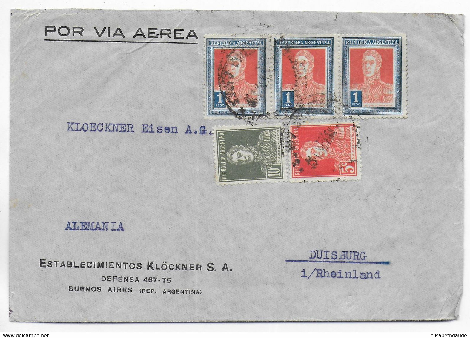 ARGENTINA - 1933 - POSTE AERIENNE - ENVELOPPE De BUENOS AIRES => DUISBURG (GERMANY) - Briefe U. Dokumente