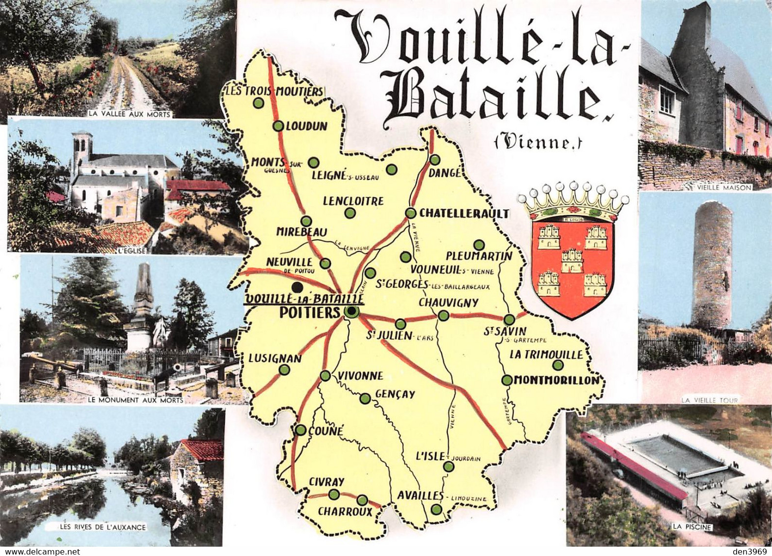 VOUILLE-la-BATAILLE - Carte Départementale + Petites Photos: Vallée Aux Morts, Vieille Tour, Piscine, Monument Aux Morts - Vouille