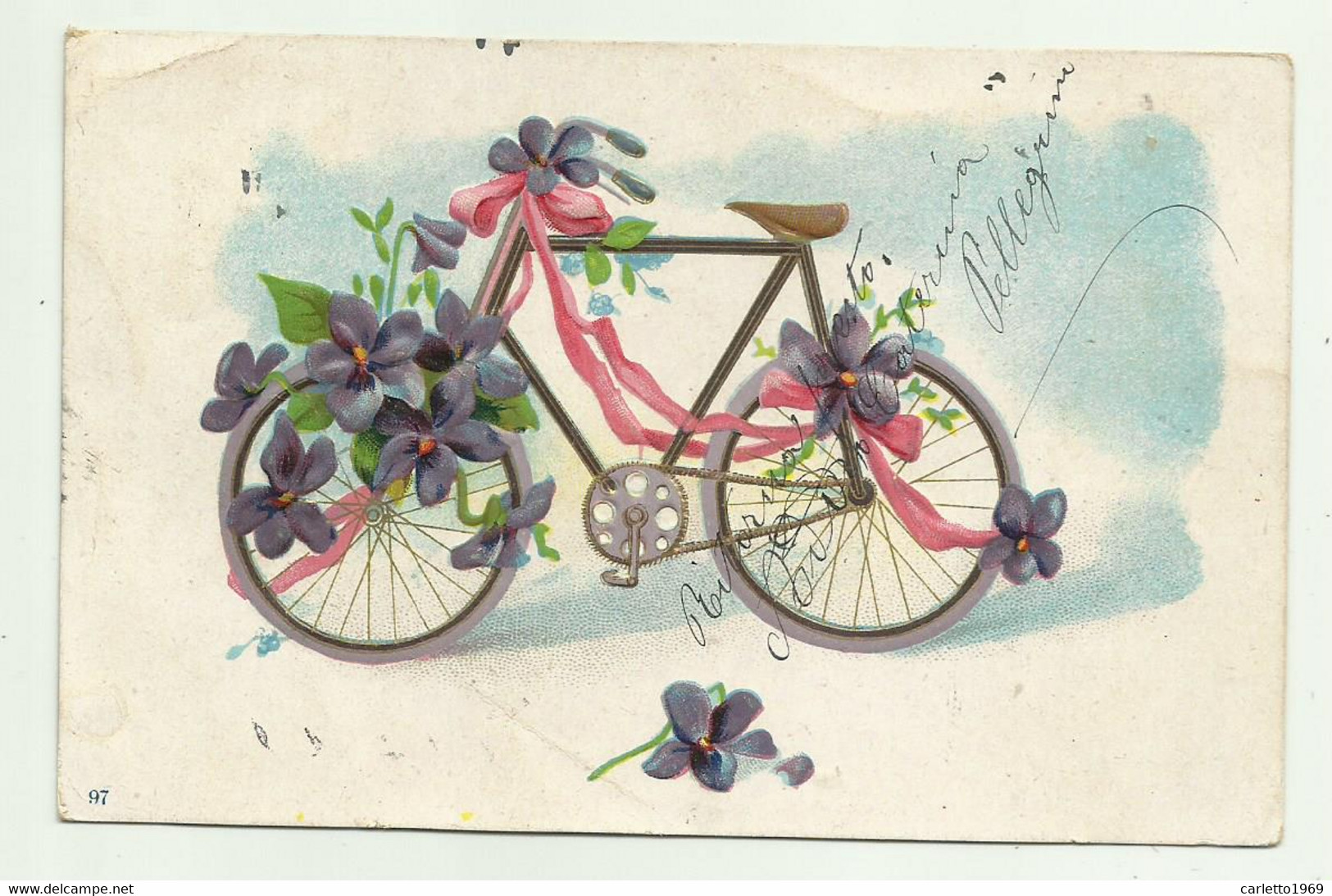 BICICLETTA ILLUSTRAZIONE A RILIEVO VIAGGIATA   FP - 1900-1949