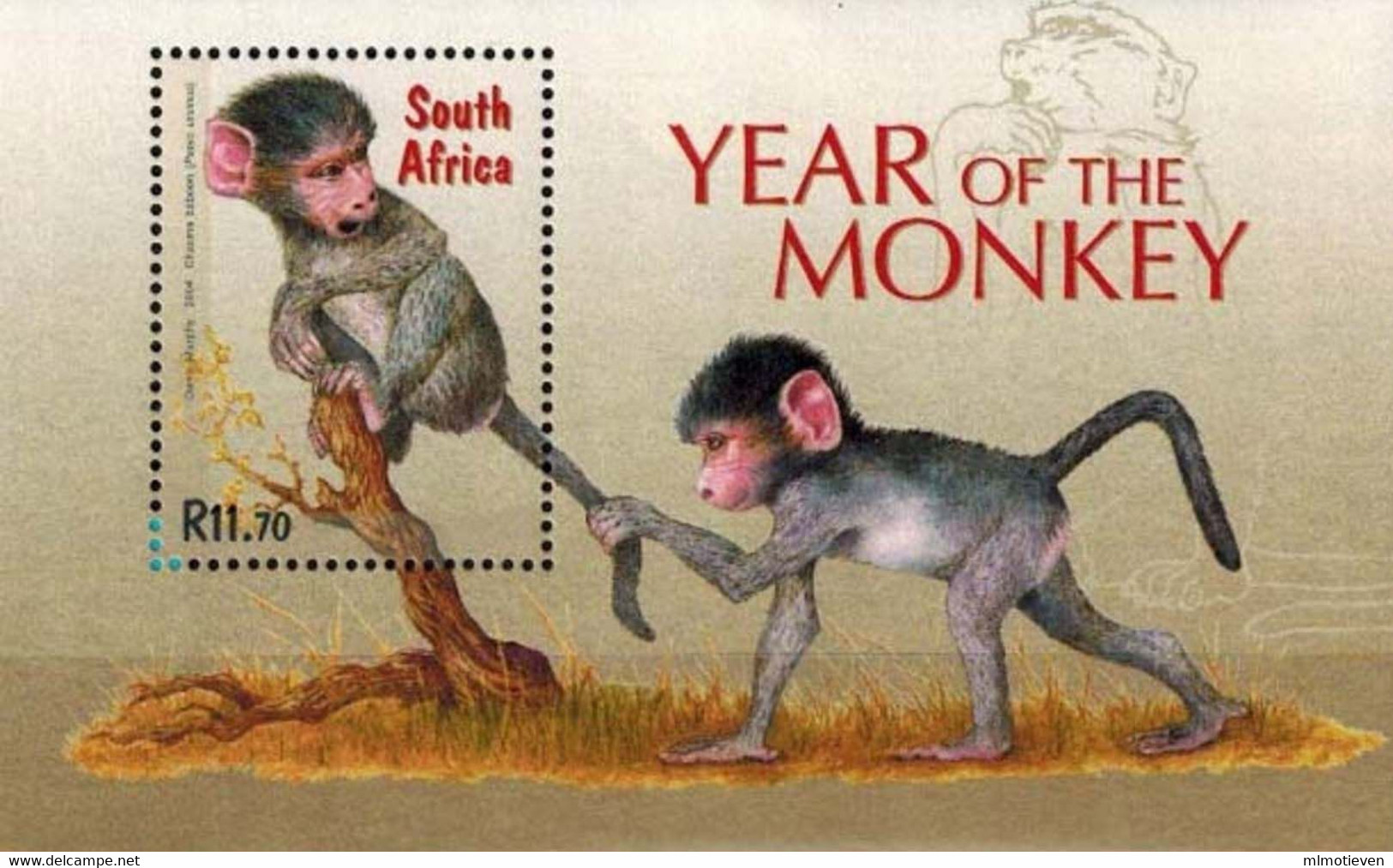 MDA-BK25-149 MINT ¤ SOUTH AFRICA 2004 BLOCK ¤ ANIMALS OF SOUTH AFRICA - YEAR OF THE MONKEY - Affen