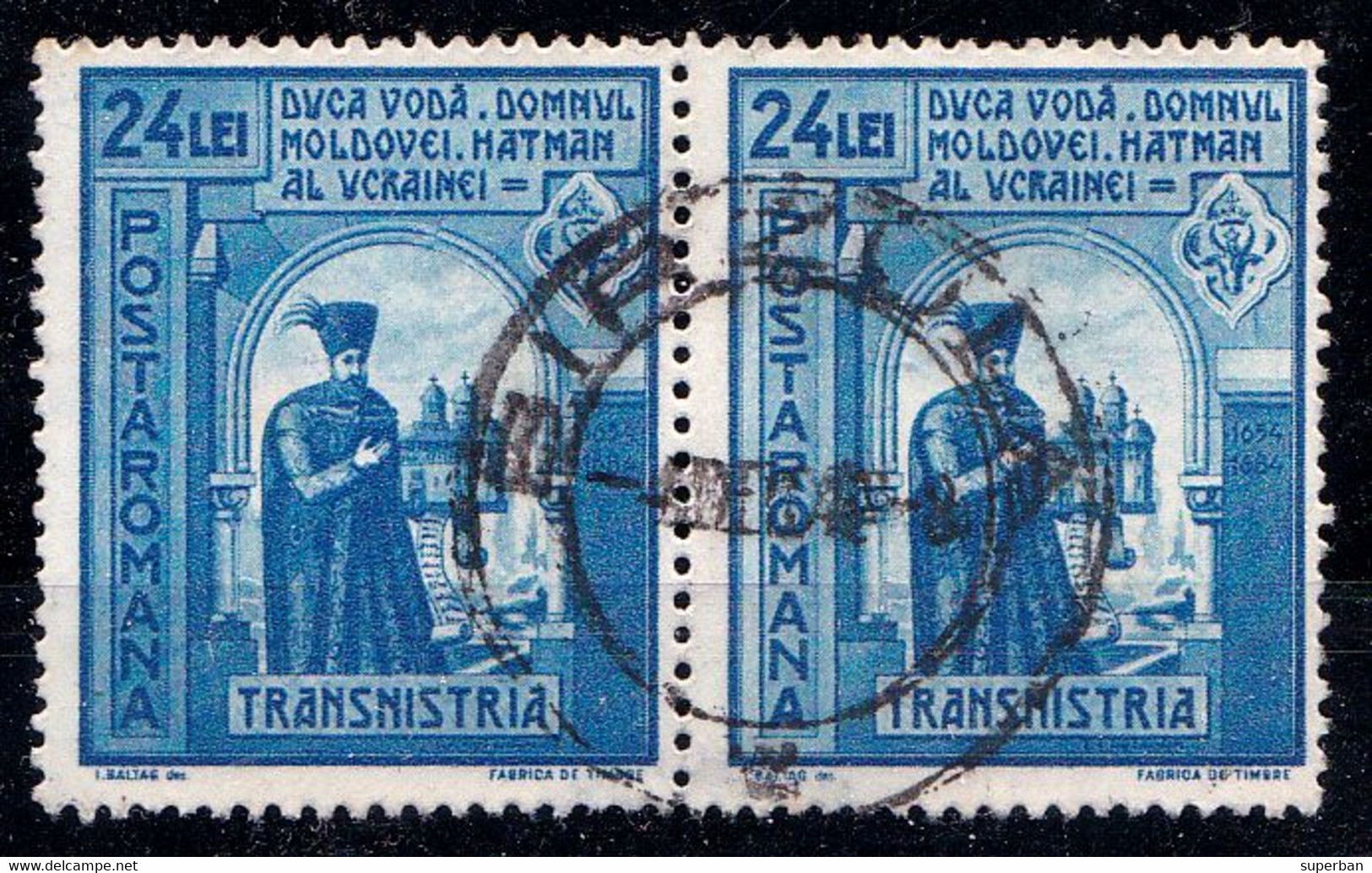 PAIRE De 2 TIMBRES / PAIR Of 2 STAMPS : ROMANIA - TRANSNISTRIA - CANCELLATION : BIRZULA - 1943 (af825) - World War 2 Letters