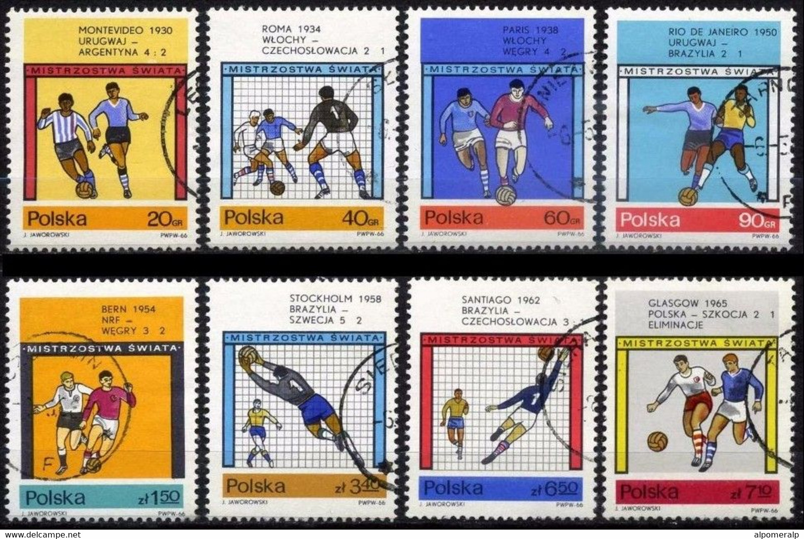 Poland 1966 Mi 1665-1672 World Cup Soccer Championship, Wembley, England (Complete Set, Used) - Otros & Sin Clasificación