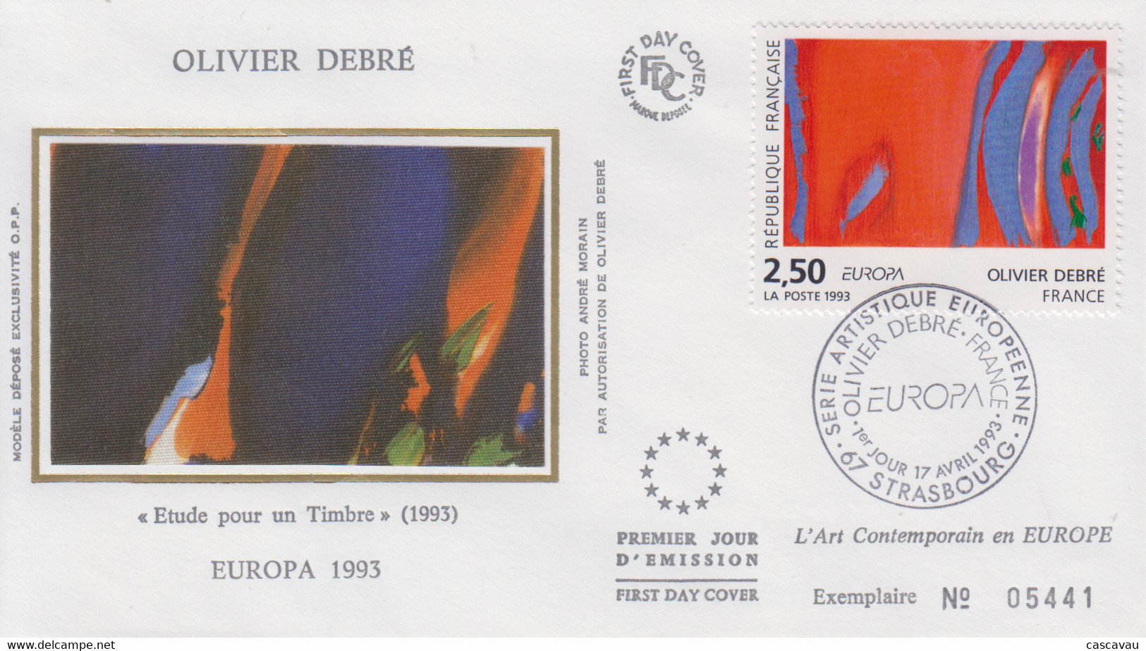 Enveloppe  FDC  1er  Jour    FRANCE   Oeuvre  De  Olivier  Debré     EUROPA    STRASBOURG  1993 - 1993