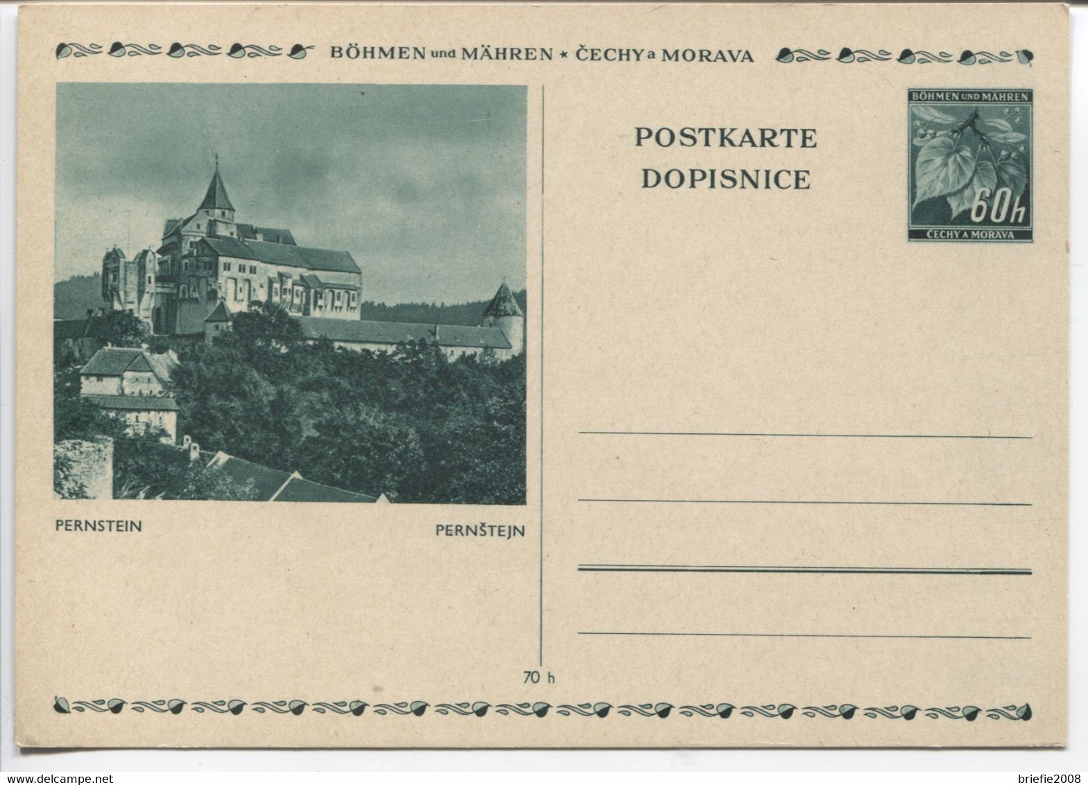 Böhmen Und Mähren Bildpostkarte P6 Bild 6 Pernstein Ungebraucht. - Storia Postale