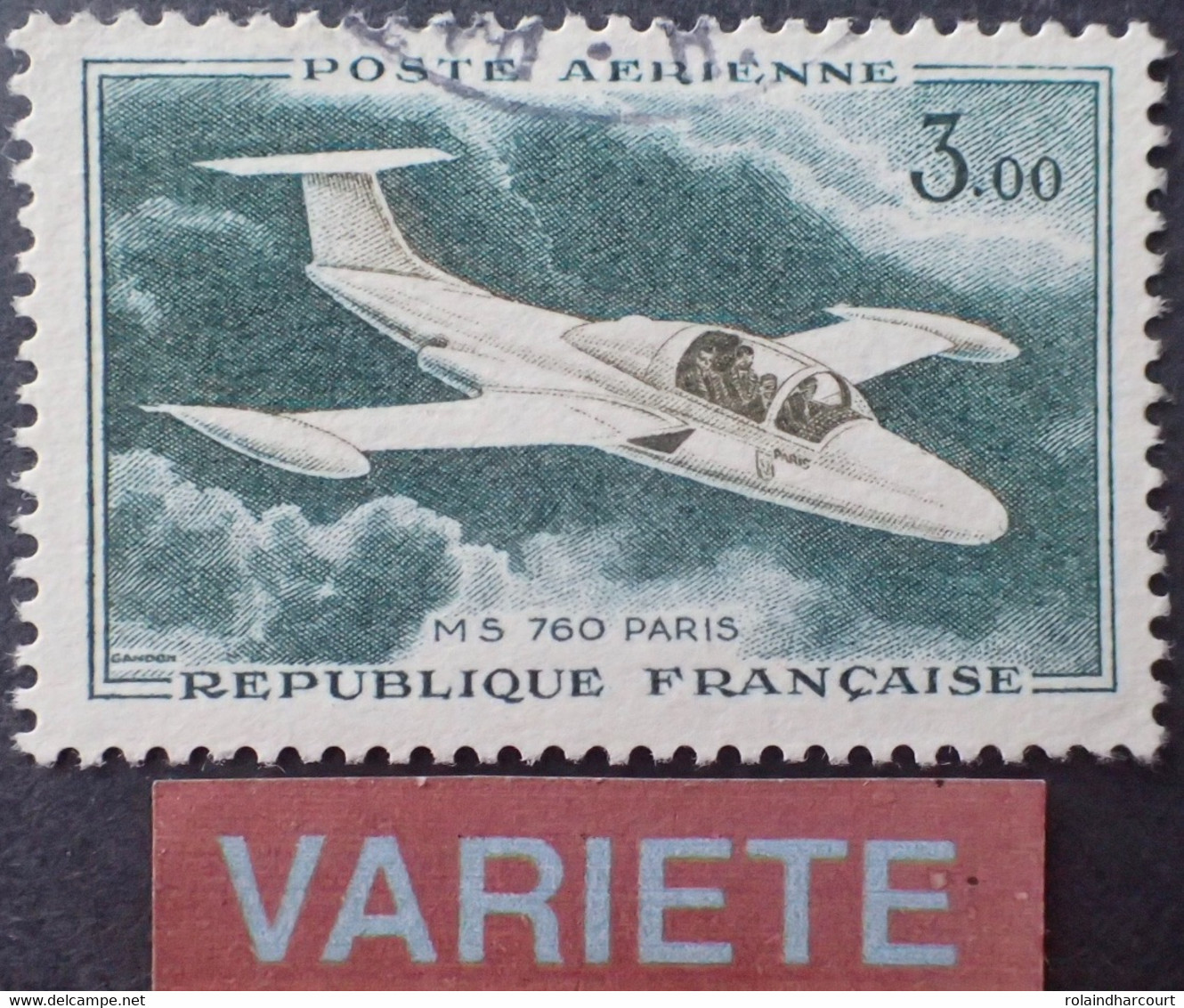 R1118/302 - 1960 - POSTE AERIENNE - " MS 760 PARIS " - N°39 ☉ - VARIETE ➤➤➤ Bleu Absent - Gebruikt
