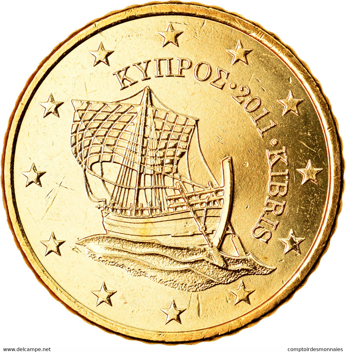 Chypre, 50 Euro Cent, 2011, SPL, Laiton, KM:83 - Cyprus