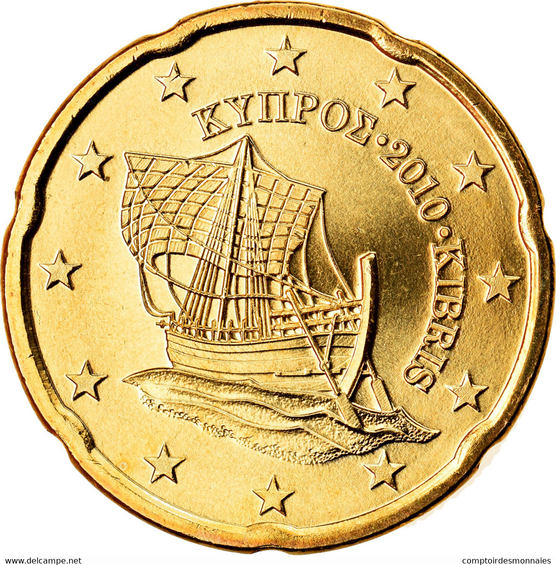 Chypre, 20 Euro Cent, 2010, SPL, Laiton, KM:82 - Zypern