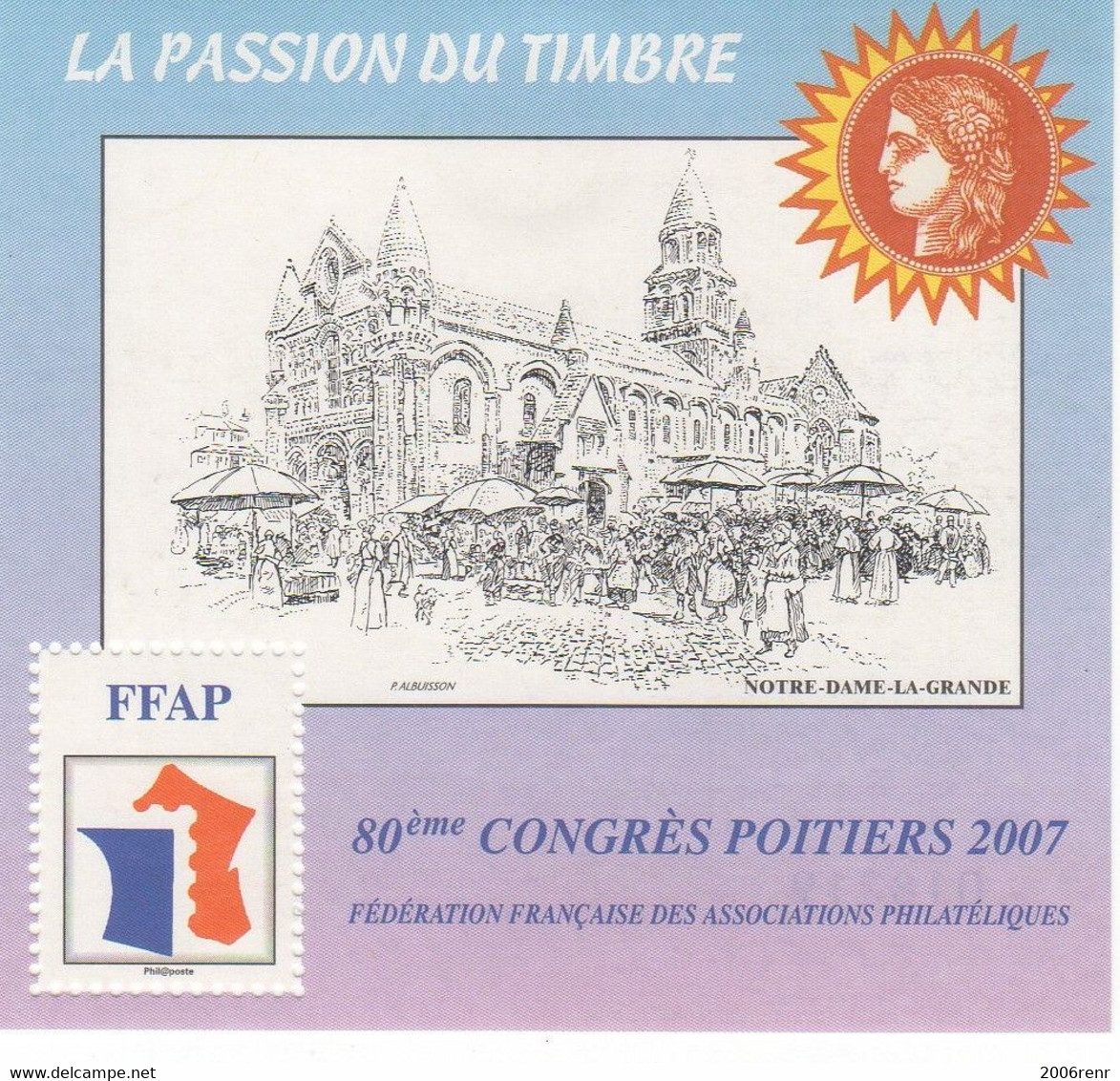 FRANCE FEUILLET SOUVENIR FFAP N° 1 POITIERS 2007.Gommé. - FFAP