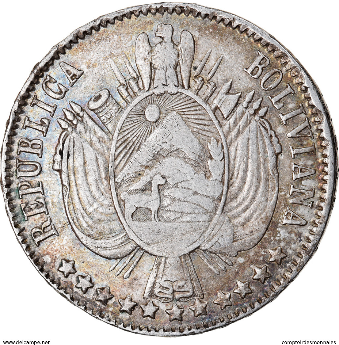 Monnaie, Bolivie, Boliviano, 1868, TB+, Argent, KM:152.2 - Bolivie