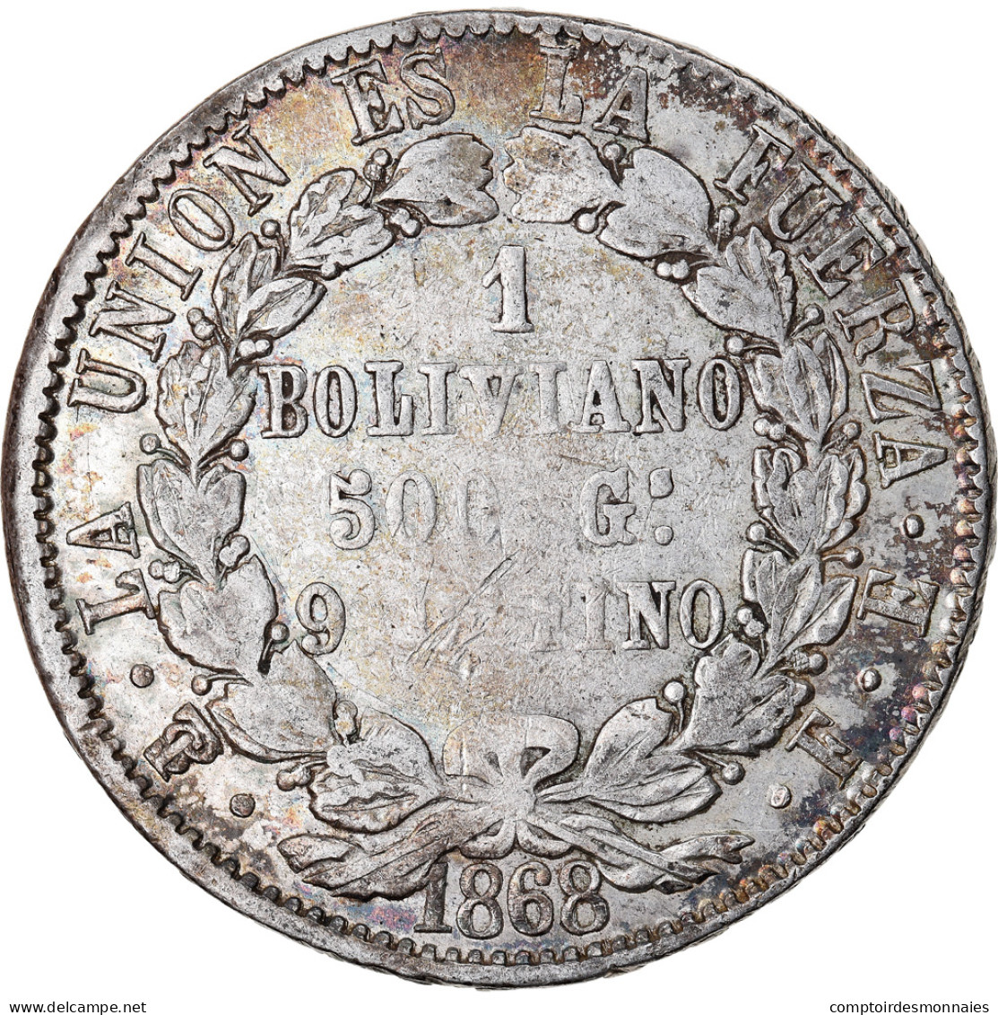 Monnaie, Bolivie, Boliviano, 1868, TB+, Argent, KM:152.2 - Bolivia