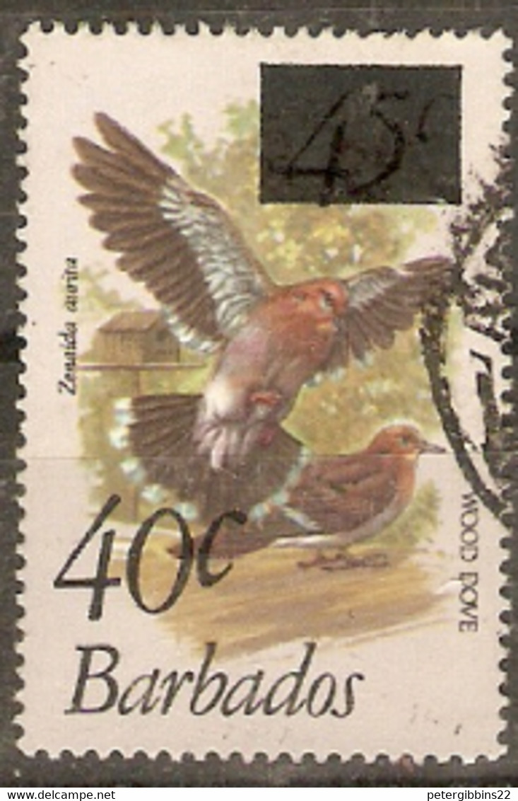 Barbados  1981 SG  683  Wood Dove  40c Overprint  Fine Used - Barbados (1966-...)