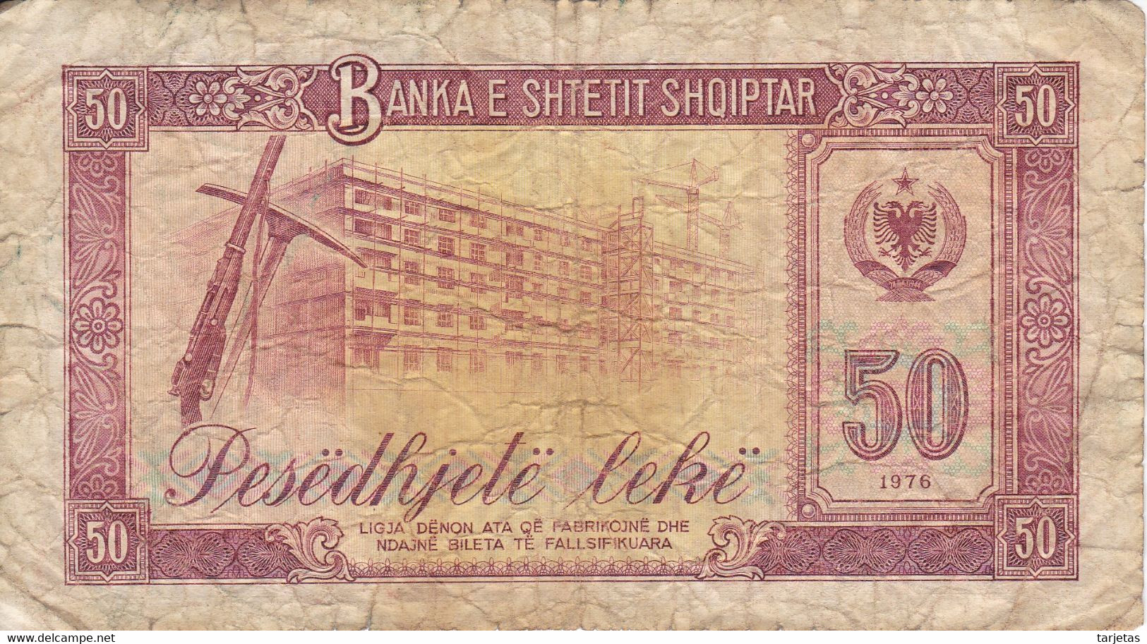 BILLETE DE ALBANIA DE 50 LEKE DEL AÑO 1976  (BANKNOTE) - Albanien