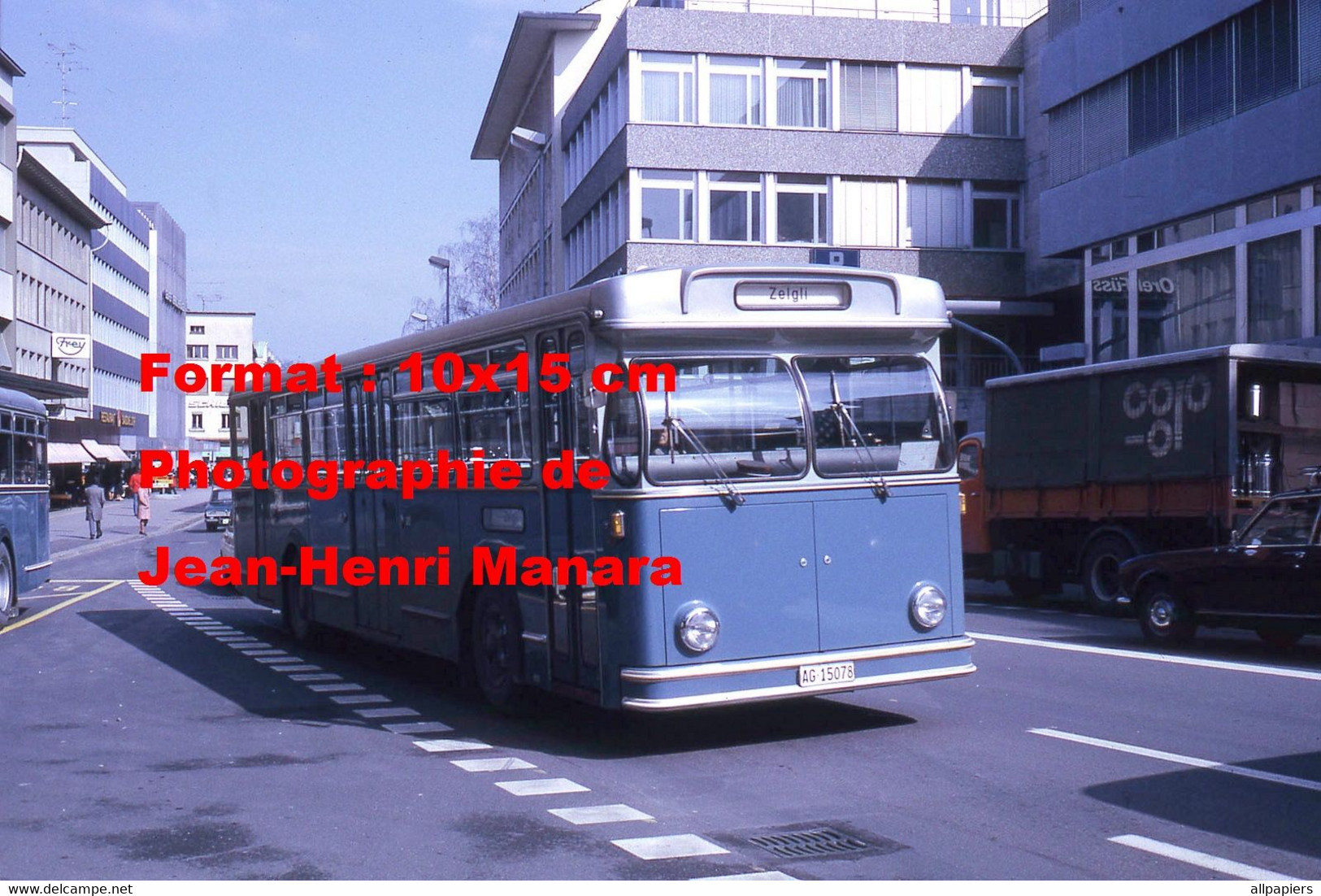 Reproduction Photographie D'un Bus Ligne Zelgli à Aarau En Suisse En 1975 - Other & Unclassified