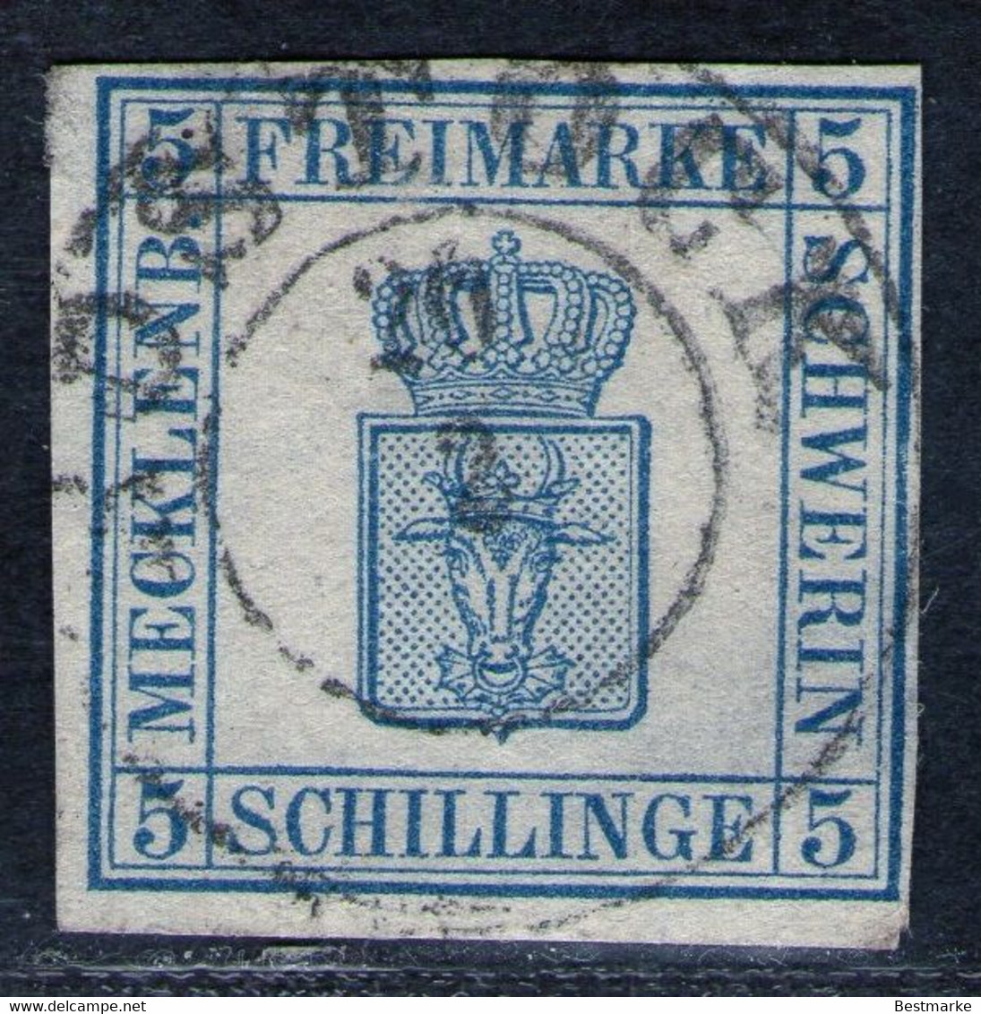 ROSTOCK 20/3 Ideal Auf 5 Shillinge Blau - Schwerin Nr. 3 - Pracht - Mecklenbourg-Schwerin