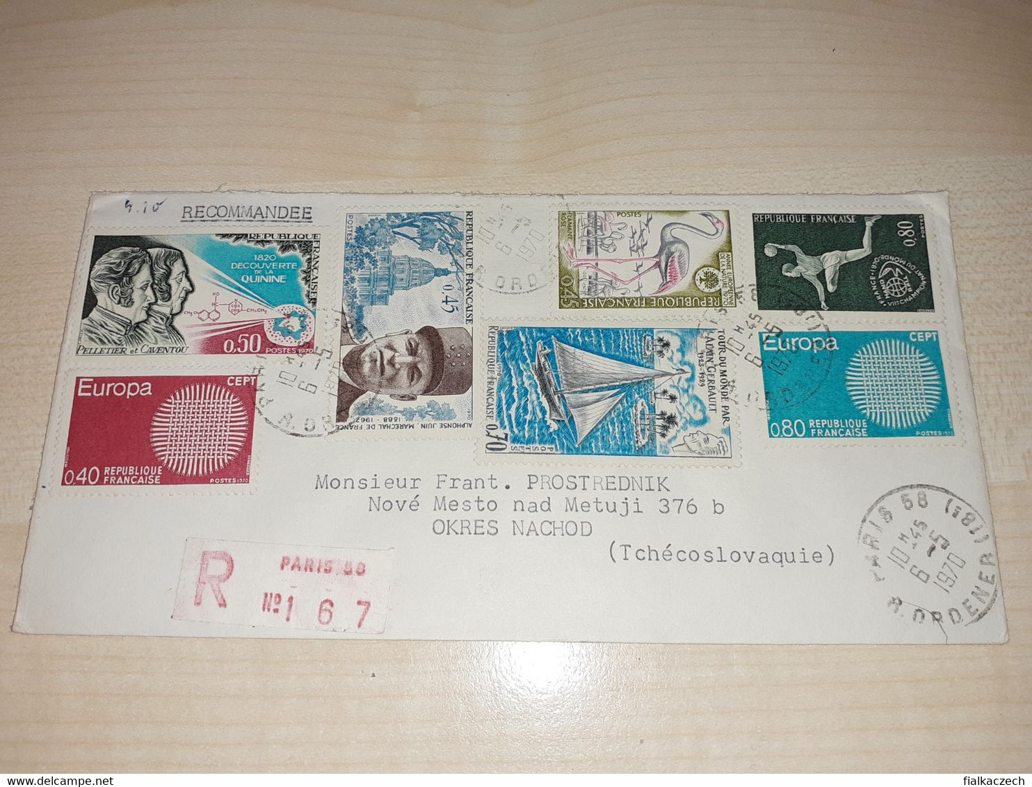 Old Cover From France To Czechoslovakia, 1970, Recommended, Recommandee, Stamps, Stamp Paris - Otros & Sin Clasificación