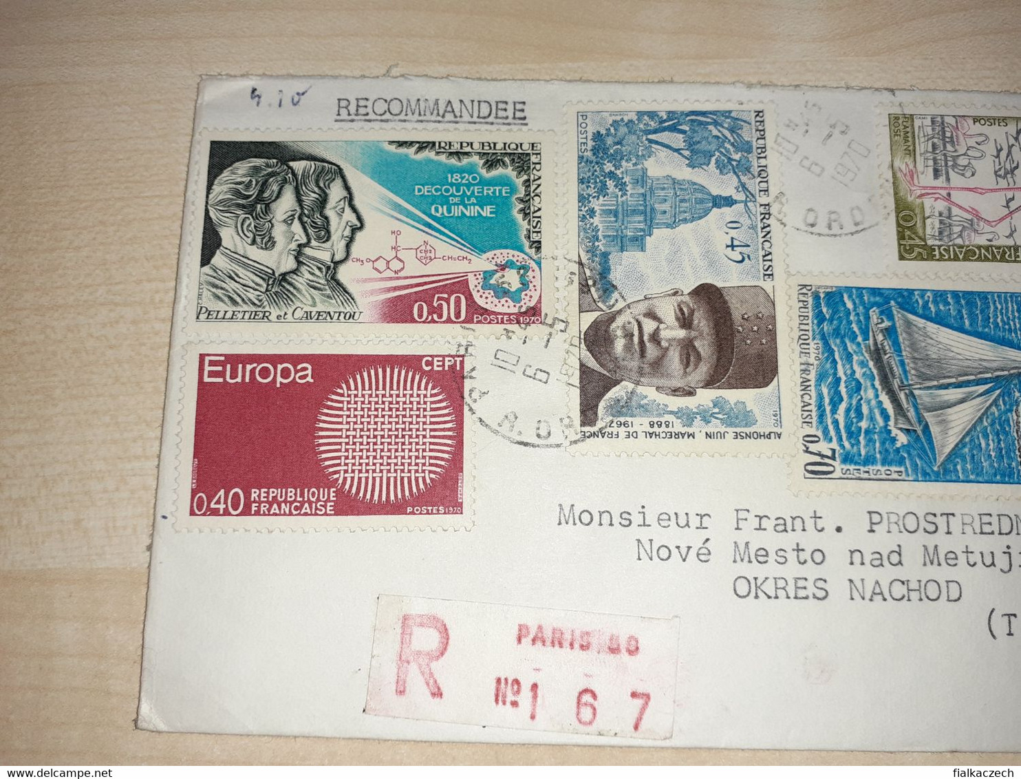 Old Cover From France To Czechoslovakia, 1970, Recommended, Recommandee, Stamps, Stamp Paris - Other & Unclassified