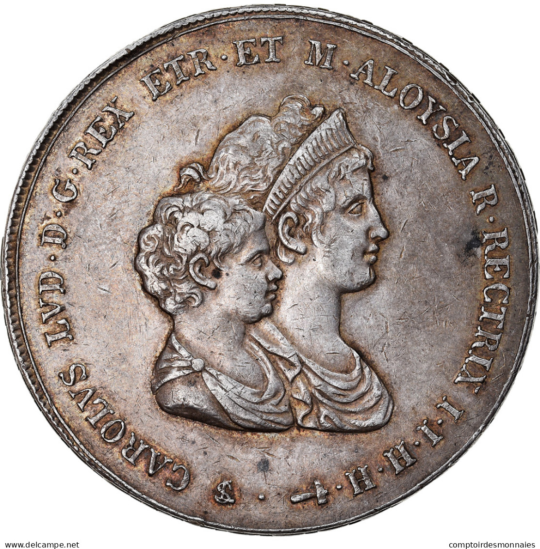 Monnaie, États Italiens, TUSCANY, Charles Louis, 10 Lire, 1807, SUP, Argent - Toscana