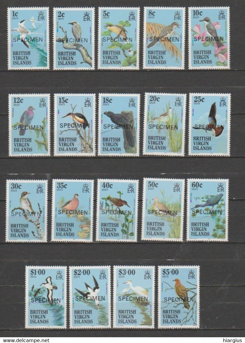 British Virgin Islands 1985 Complete Birds Set SPECIMEN ,MNH, Very Fine.Catalog Value $ 42.75 - British Virgin Islands