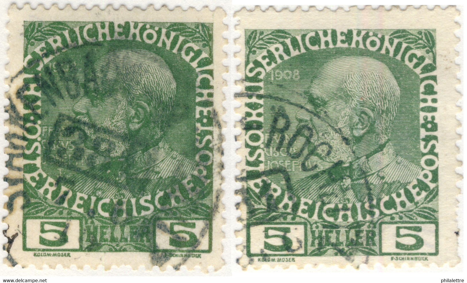 AUTRICHE / ÖSTERREICH 191? STARKENBACH-ROCHLITZ Nr.381 Bahnpoststempel /2xMi.142 - Oblitérés