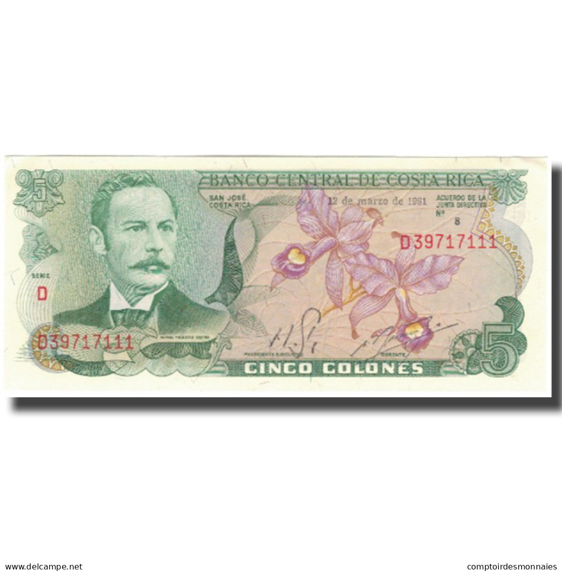 Billet, Costa Rica, 5 Colones, 1981-03-12, KM:236d, SUP+ - Costa Rica