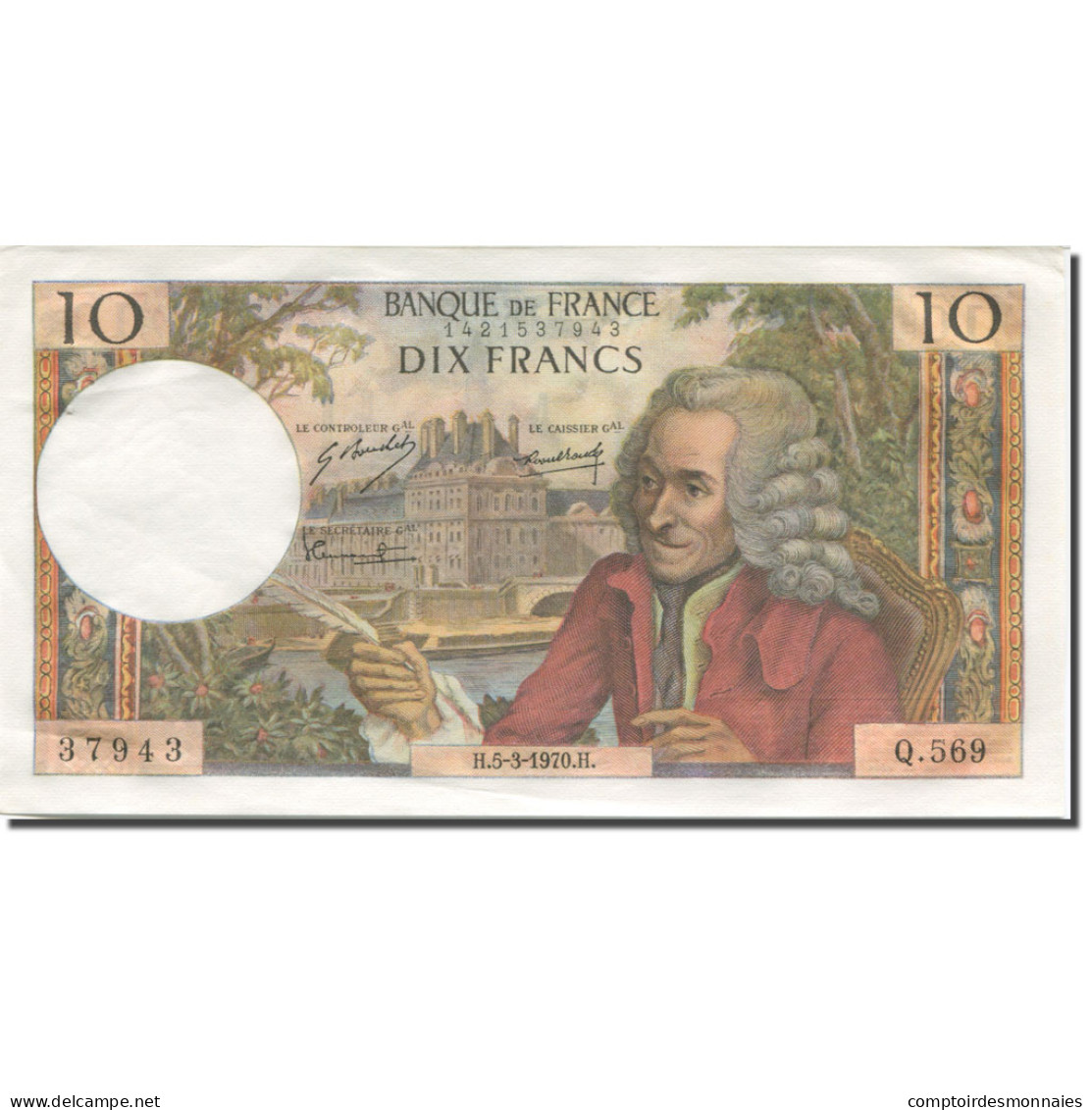 France, 10 Francs, Voltaire, 1963, 1970-03-05, SPL, Fayette:62.43, KM:147c - 10 F 1963-1973 ''Voltaire''