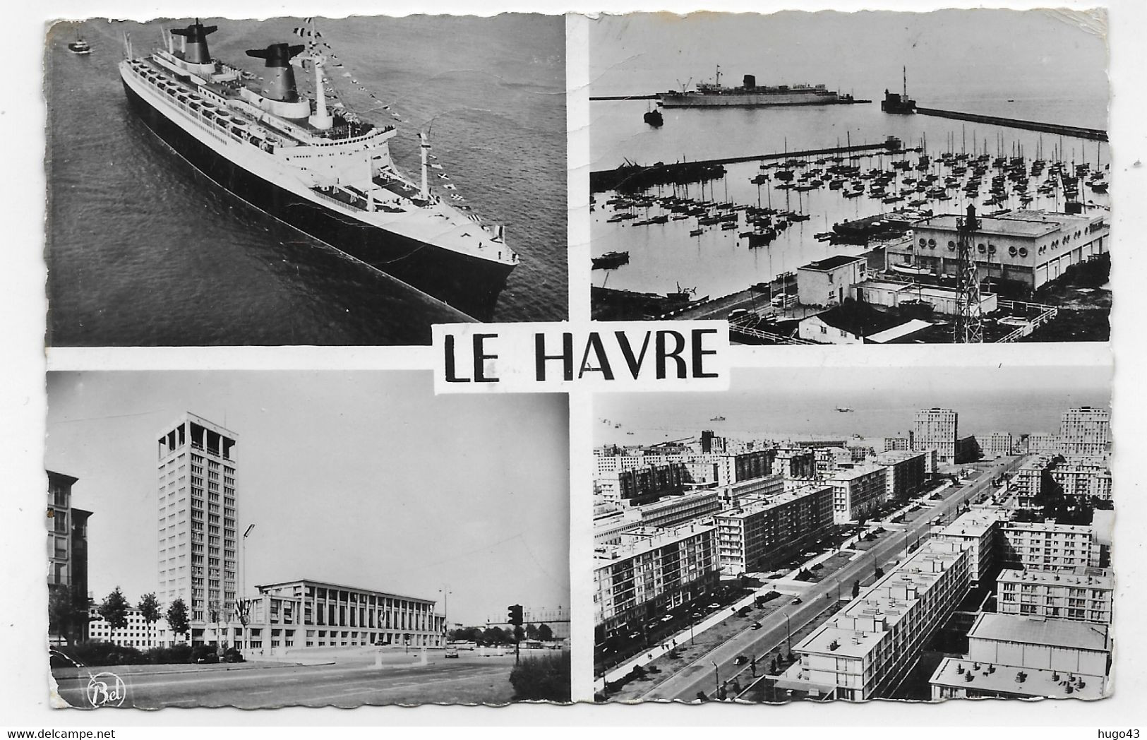 LE HAVRE EN 1964 - N° 22 - MULTIVUES AVEC LE PAQUEBOT FRANCE - PETIT PLI ANGLE BAS A GAUCHE - FORMAT CPA VOYAGEE - Harbour