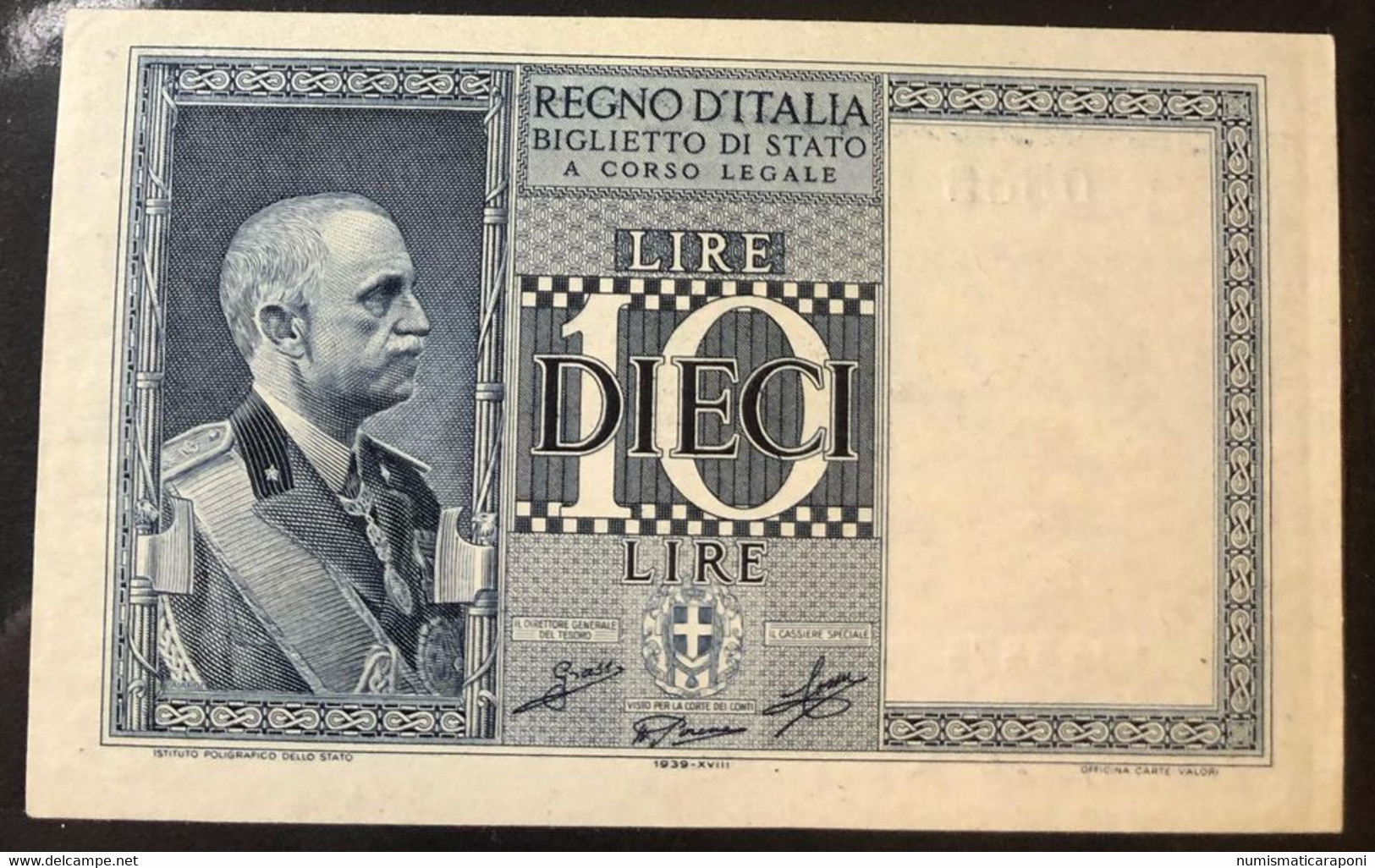 10 LIRE IMPERO 1939 XVIII Q.FDS LOTTO 2201 - Regno D'Italia – 10 Lire