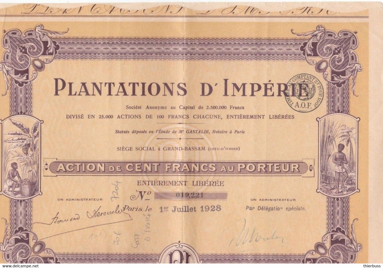 Plantations D'imperie Cote D'ivoire Banane 1928 - Agricoltura