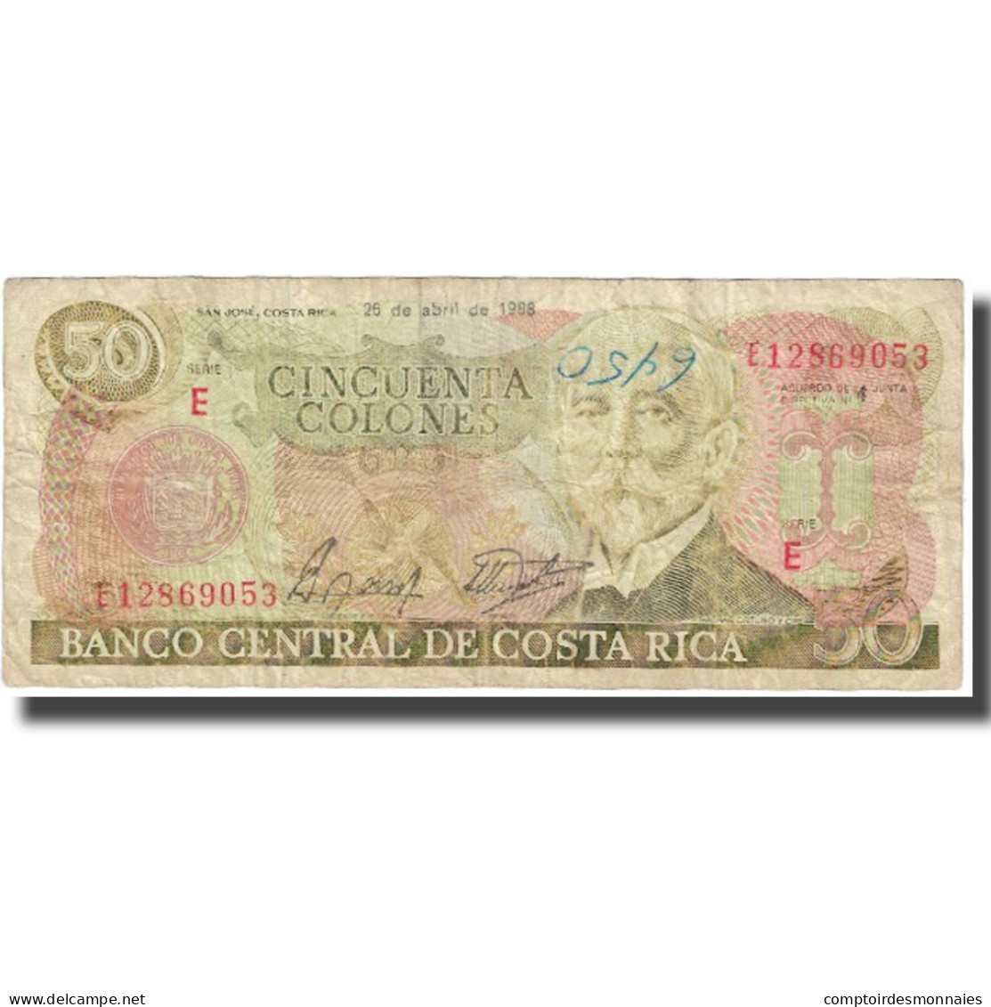 Billet, Costa Rica, 50 Colones, 1988, 1988-04-26, KM:253, B - Costa Rica