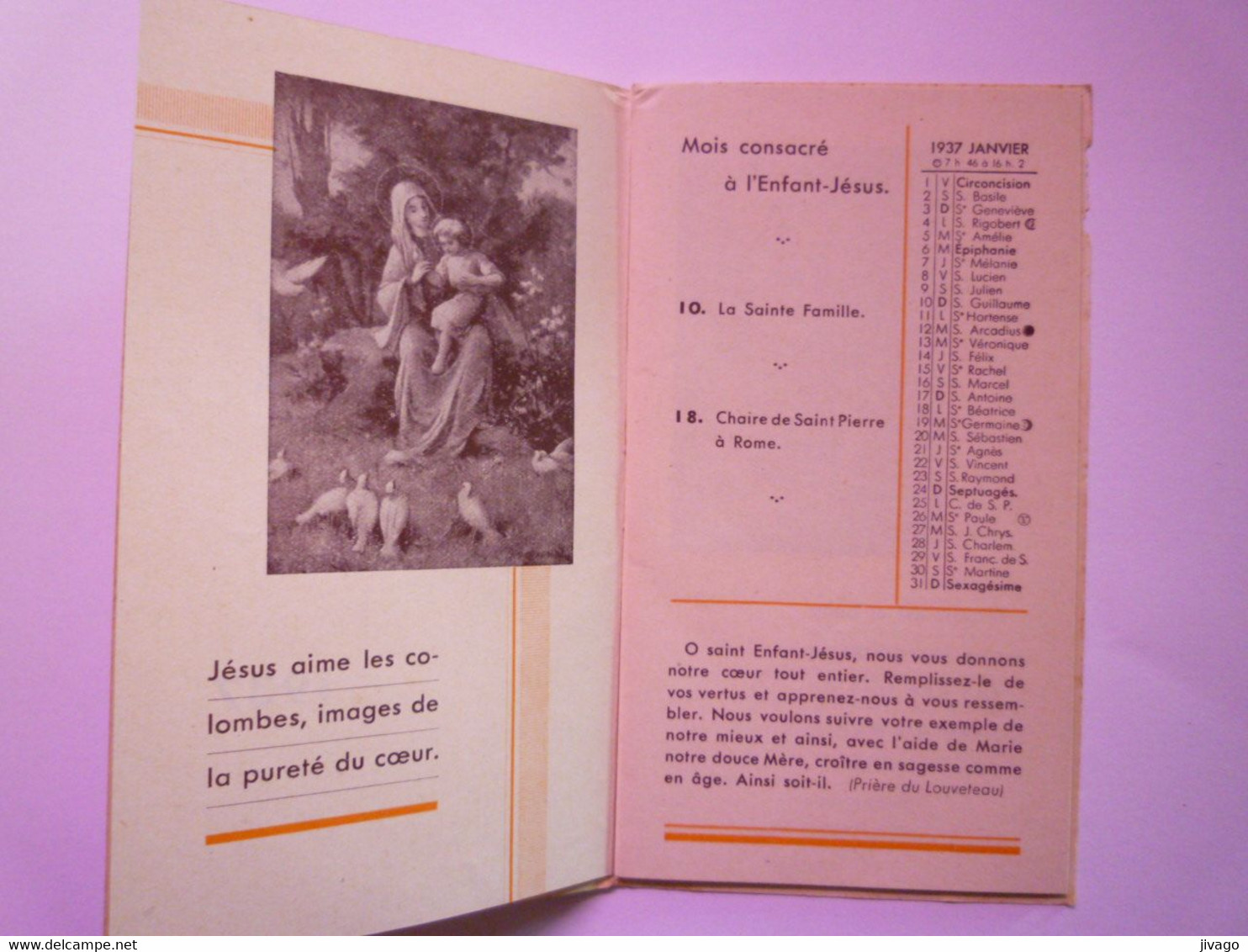 2020 - 8217  ALMANACH RELIGIEUX  1937  (format 6,5 X 11,5cm)   XXX - Kleinformat : 1921-40