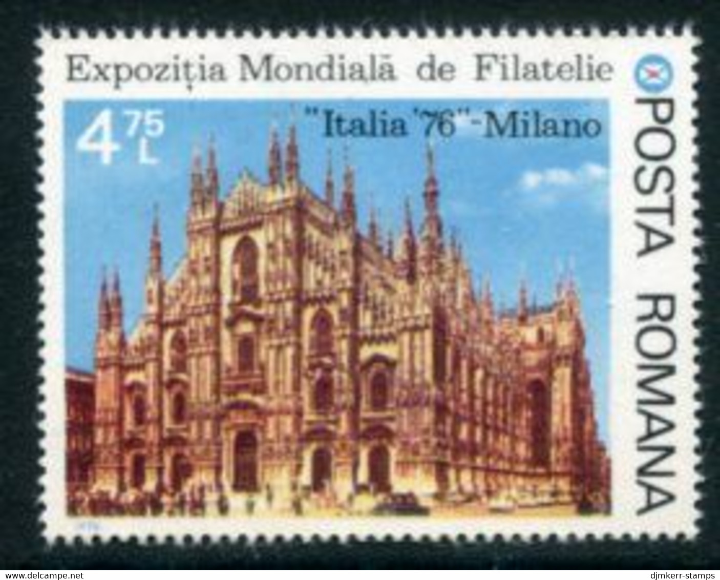 ROMANIA 1976 ITALIA '76 Stamp Exhibition MNH / **.  Michel 3381 - Nuovi