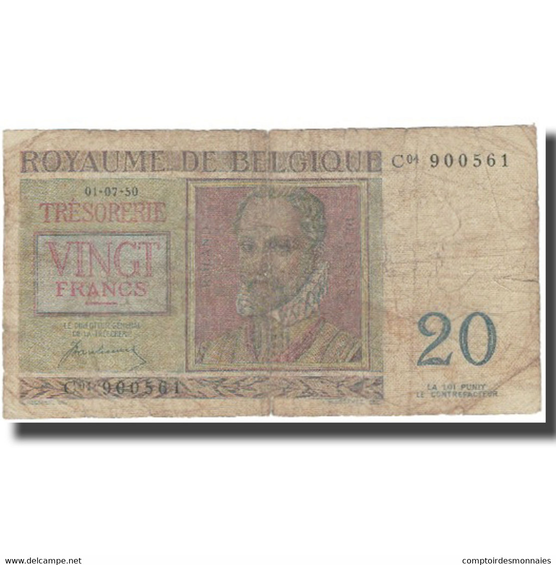 Billet, Belgique, 20 Francs, 1950, 1950-07-01, KM:132a, B - Andere & Zonder Classificatie