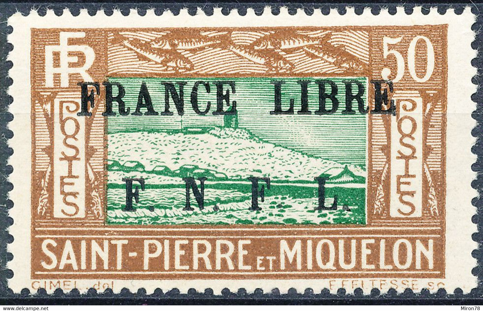Stamps St.Pierre & Miquelon 1942 50c  Overprinted In Black Mint - Ungebraucht