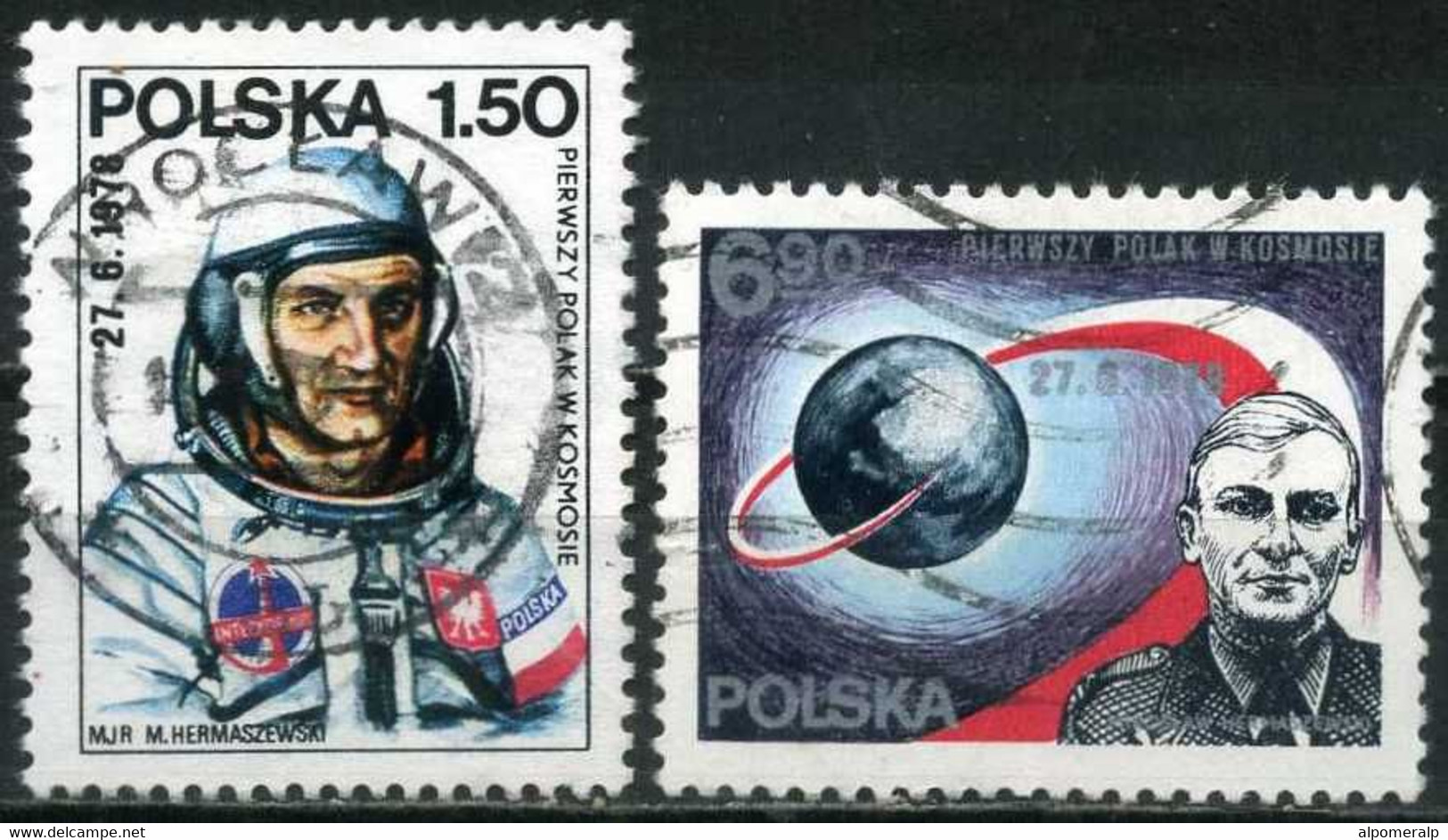 Poland 1978 Mi 2563-2564 1st Polish Cosmonaut On Russian Space Mission | Miroslaw Hermaszewski, Globe And Trajectory - Sonstige & Ohne Zuordnung