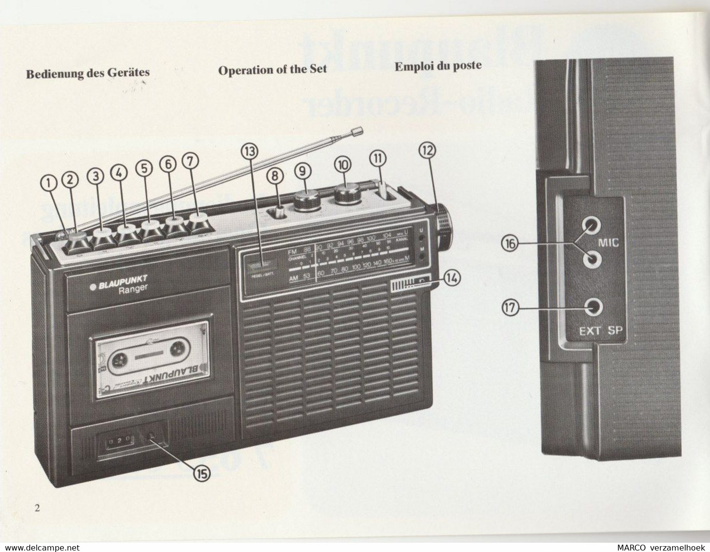 Handleiding-user Manual BLAUPUNKT Werke Gmbh Hildesheim (D) Ranger Radio-recorder 7 655 030 - Literatuur & Schema's