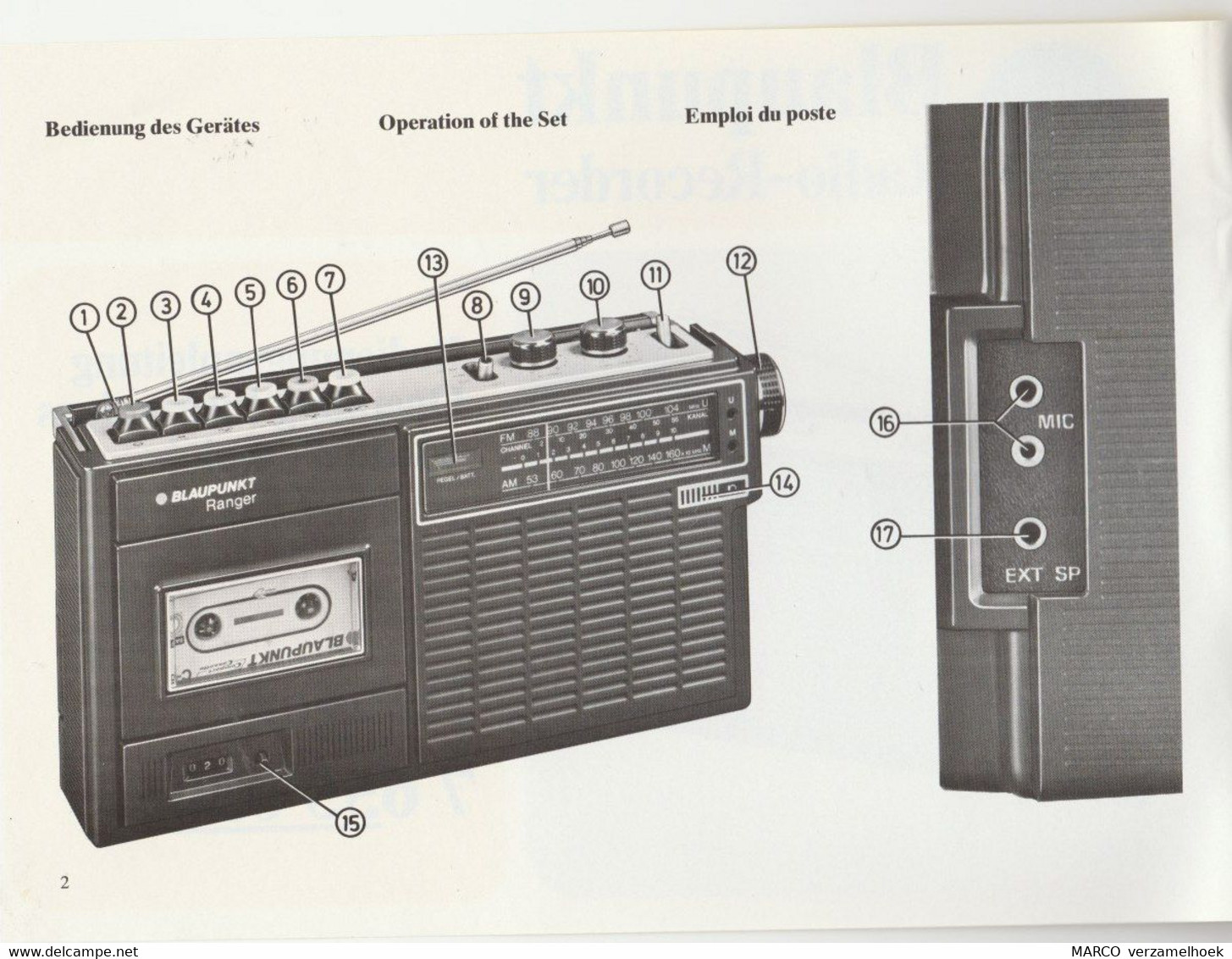 Handleiding-user Manual BLAUPUNKT Werke Gmbh Hildesheim (D) Ranger Radio-recorder 7 655 030 - Libros Y Esbozos