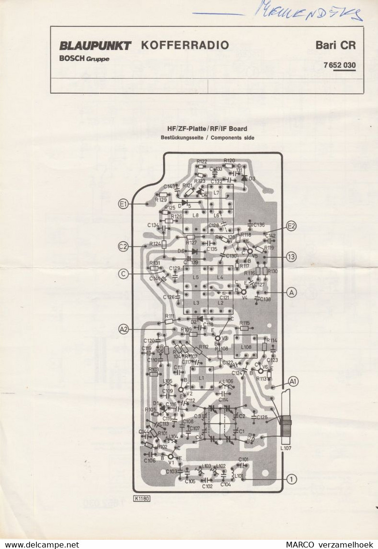 Handleiding-user Manual BLAUPUNKT Werke Gmbh Hildesheim (D) Kofferradio Bari CR 7652 030 - Libros Y Esbozos