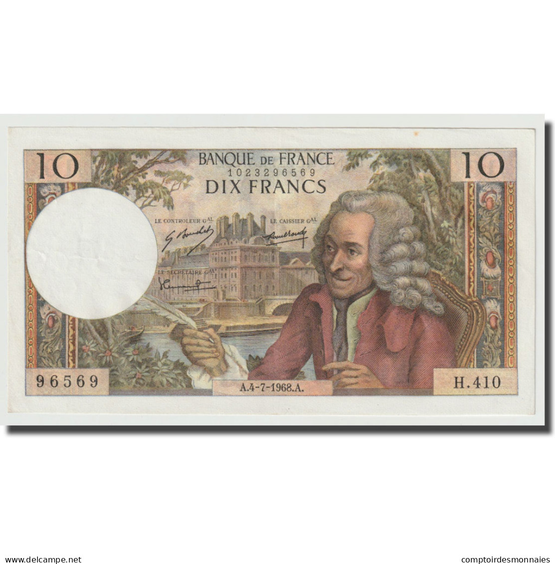 France, 10 Francs, Voltaire, 1968, 1968-07-04, SPL, Fayette:62.33, KM:147c - 10 F 1963-1973 ''Voltaire''