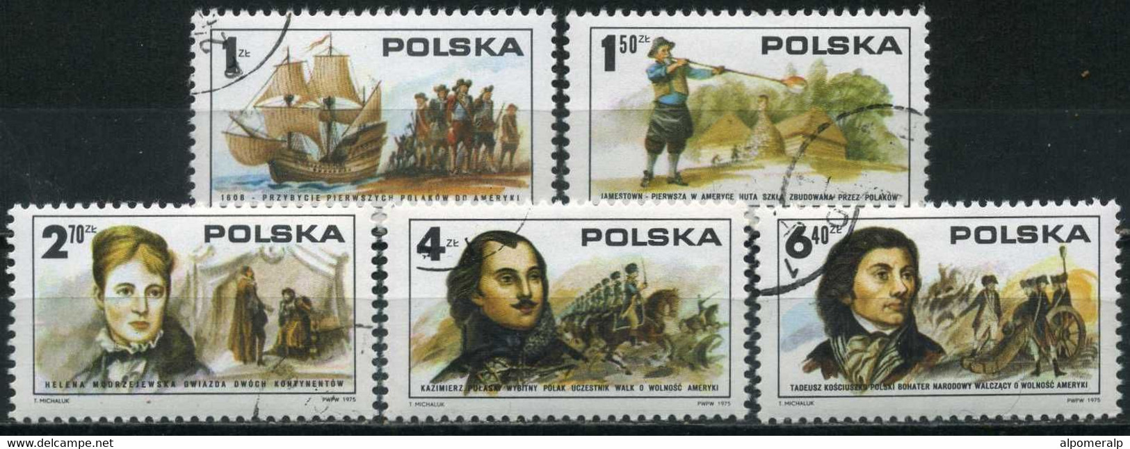 Poland 1975 Mi 2400-2404 American Revolution, Bicentenary (Complete Set, Used) - Andere & Zonder Classificatie