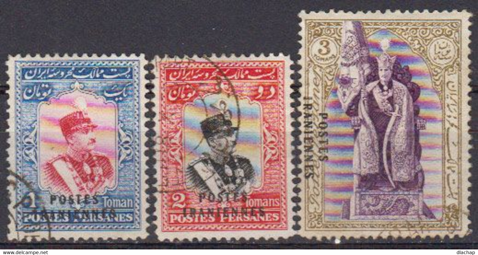 Iran 1935 Yvert 580 / 582 Obliteres. Timbres De 1929 Surcharges Poste Aerienne. - Iran