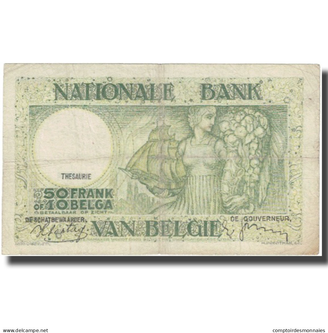 Billet, Belgique, 50 Francs-10 Belgas, 1938, 1938.04.21, KM:106, TB - Other & Unclassified