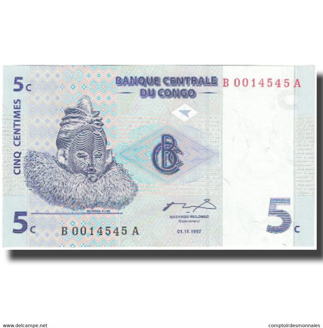 Billet, Congo Democratic Republic, 5 Centimes, 1997, 1997-11-01, KM:81a, NEUF - Republik Kongo (Kongo-Brazzaville)