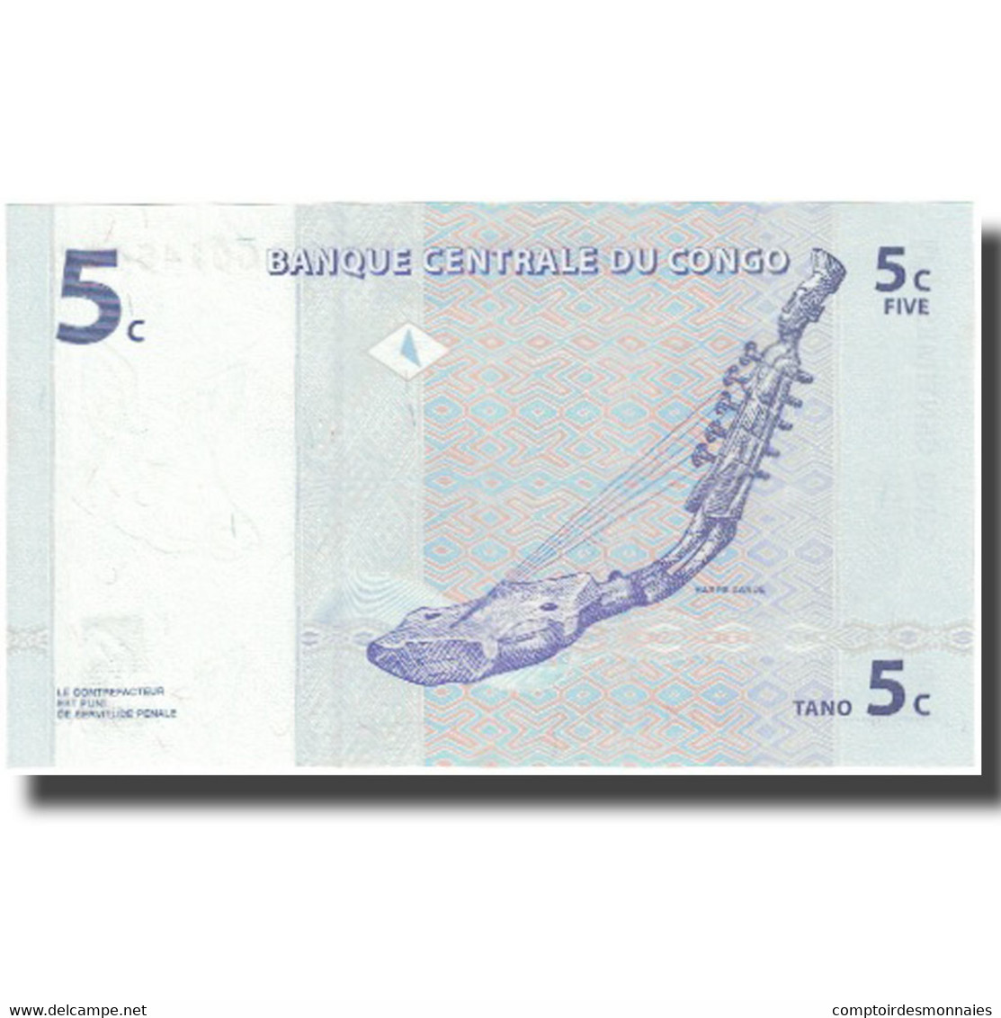 Billet, Congo Democratic Republic, 5 Centimes, 1997, 1997-11-01, KM:81a, NEUF - Repubblica Del Congo (Congo-Brazzaville)