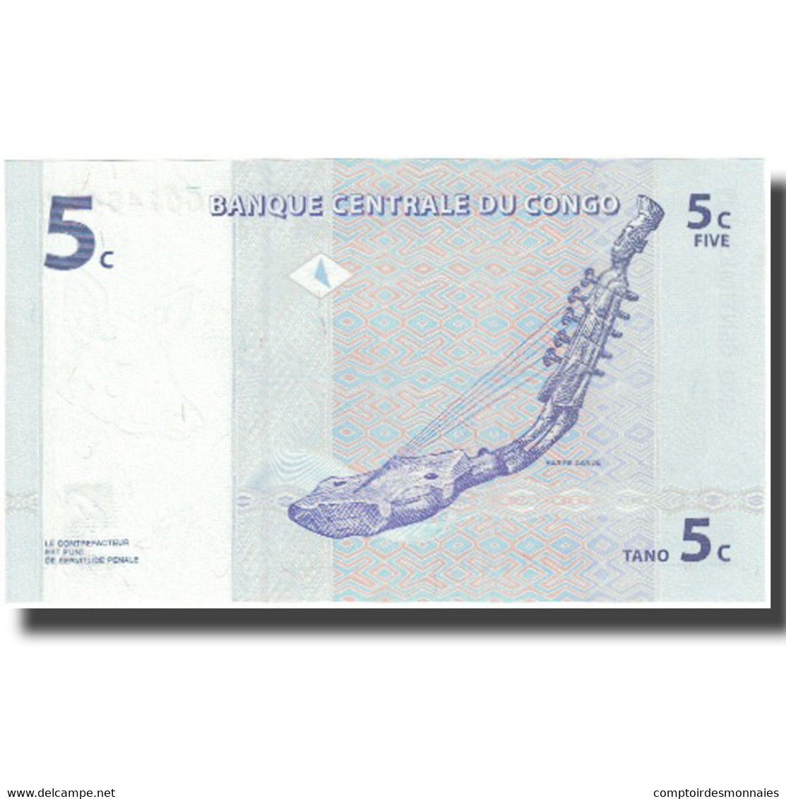 Billet, Congo Democratic Republic, 5 Centimes, 1997, 1997-11-01, KM:81a, NEUF - Republik Kongo (Kongo-Brazzaville)