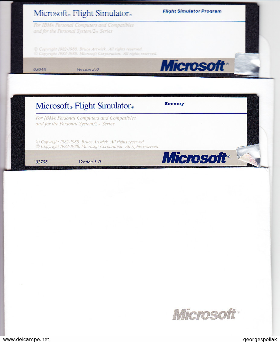 MICROSOFT FLIGHT SIMILATOR VERSION 3.0 (1988) - 2 Diskette 5 ¼ - Dischetti 3.5