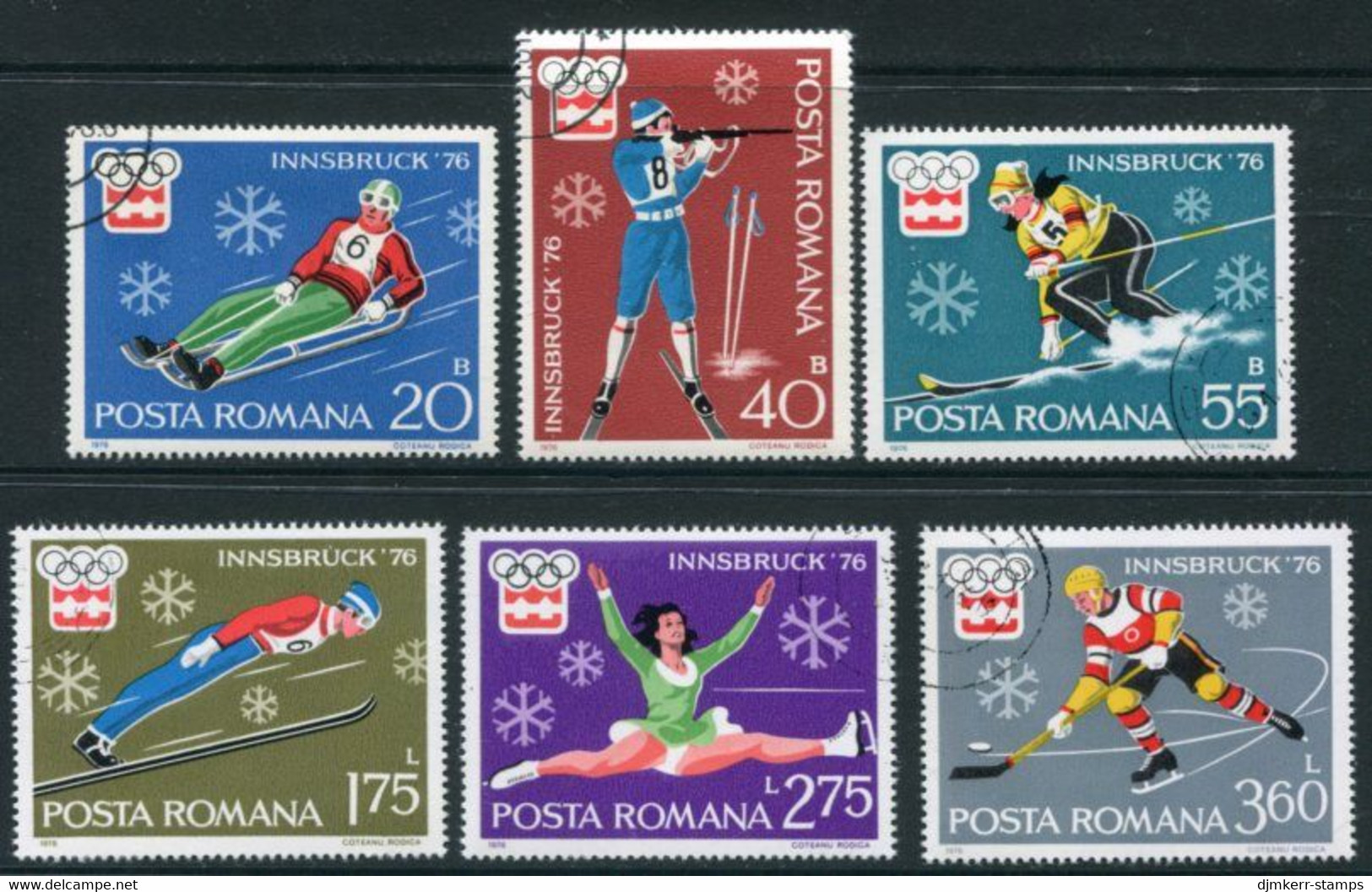 ROMANIA 1976 Winter Olympics, Innsbruck Used.  Michel 3312-17 - Usado