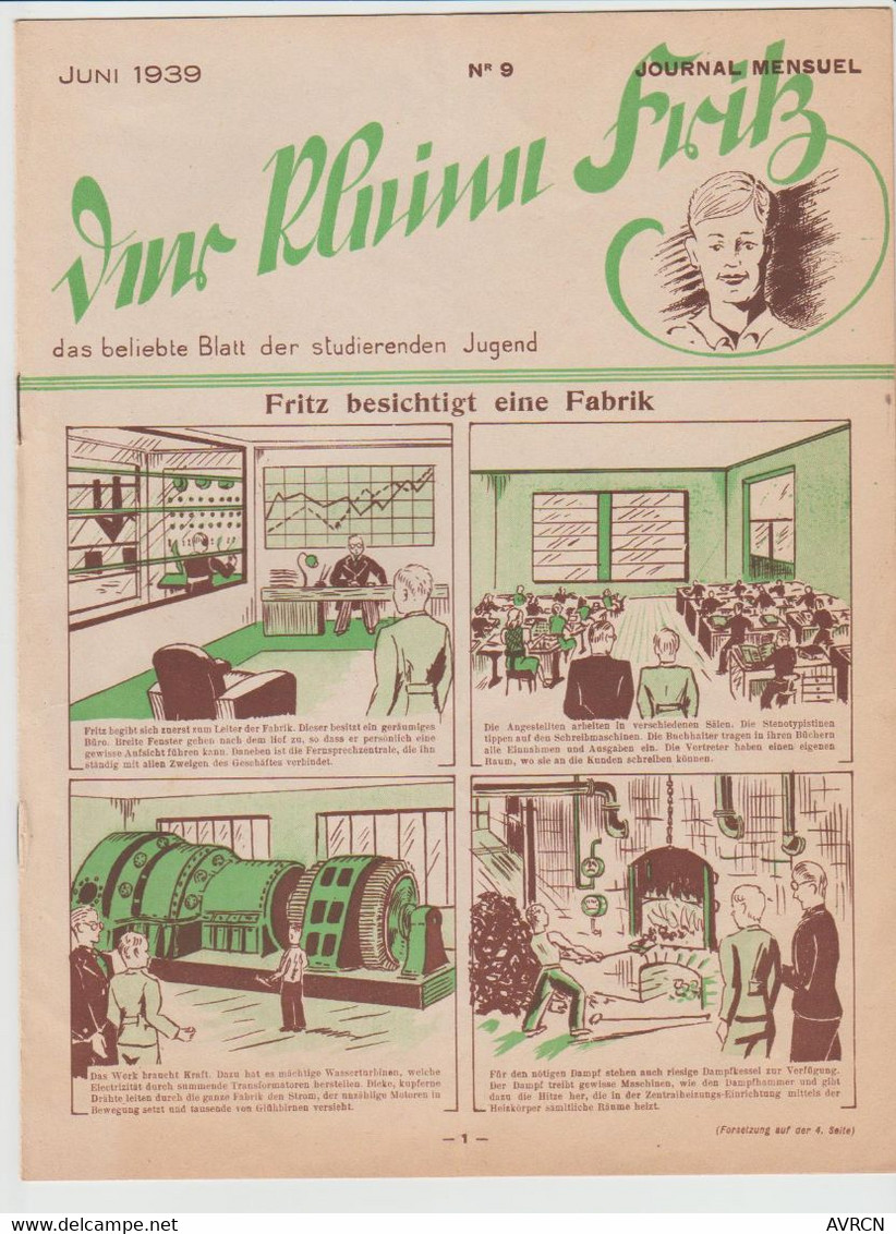 JOURNAL PRESSE LOCALE  Le Petit Fritz  Der Klein-Fritz. N° 9 JUIN 1939 Montluçon, - Kinder- En Jeugdtijdschriften
