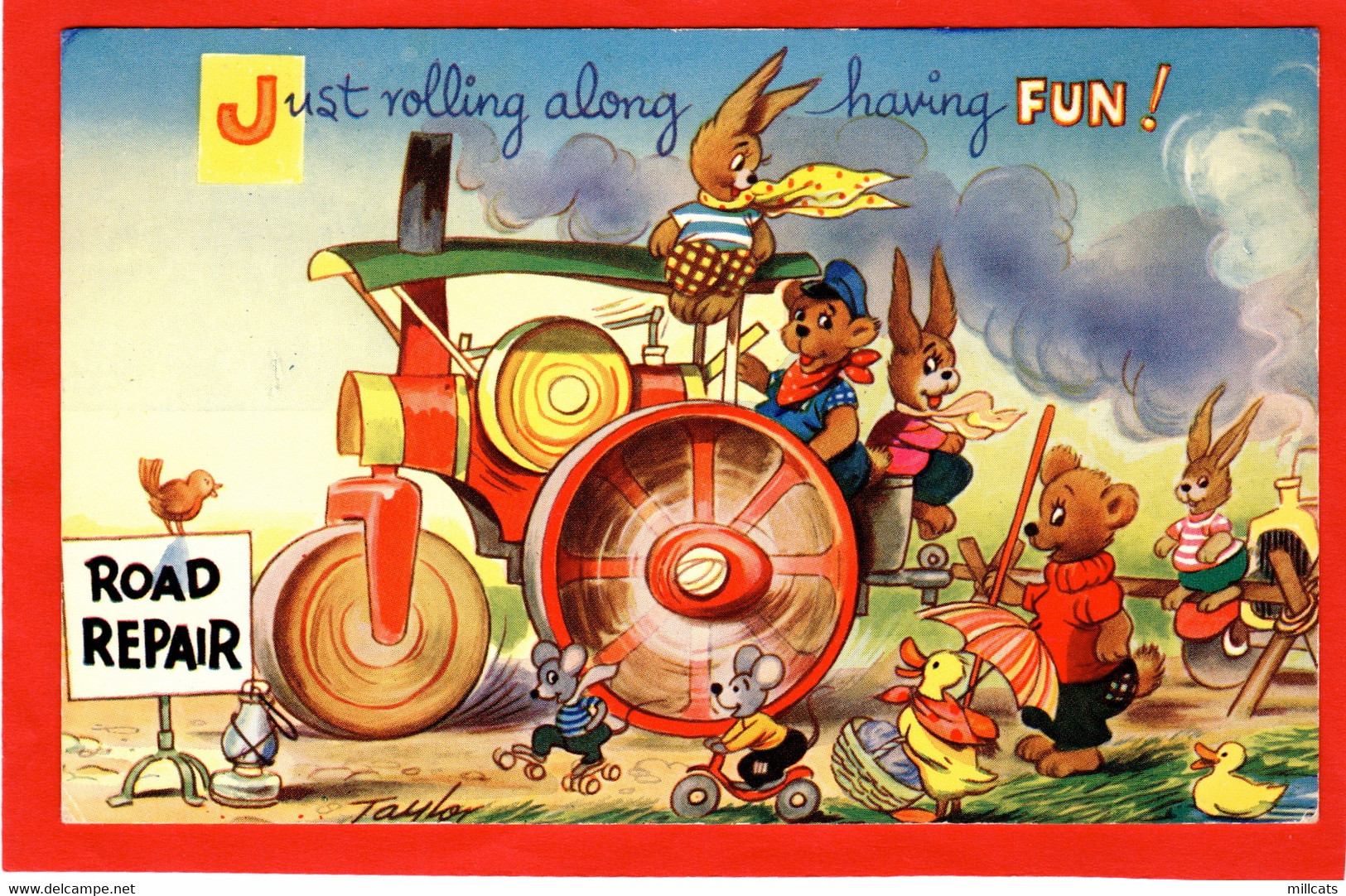 BAMFORTH   MERRY MESSAGE   FANTASY   TEDDY BEAR  MICE RABBITS  STEAM ENGINE ARTIST TAYLOR - Other & Unclassified