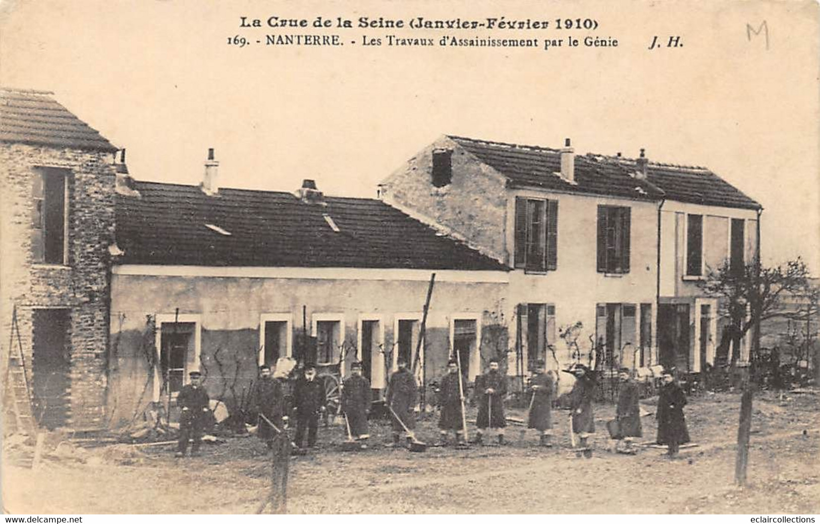 Thème:  Régiment.  Crue De La Seine   1910  Travaux D'assainissement Par Le Génie  Nanterre 92        Voir Scan) - Régiments