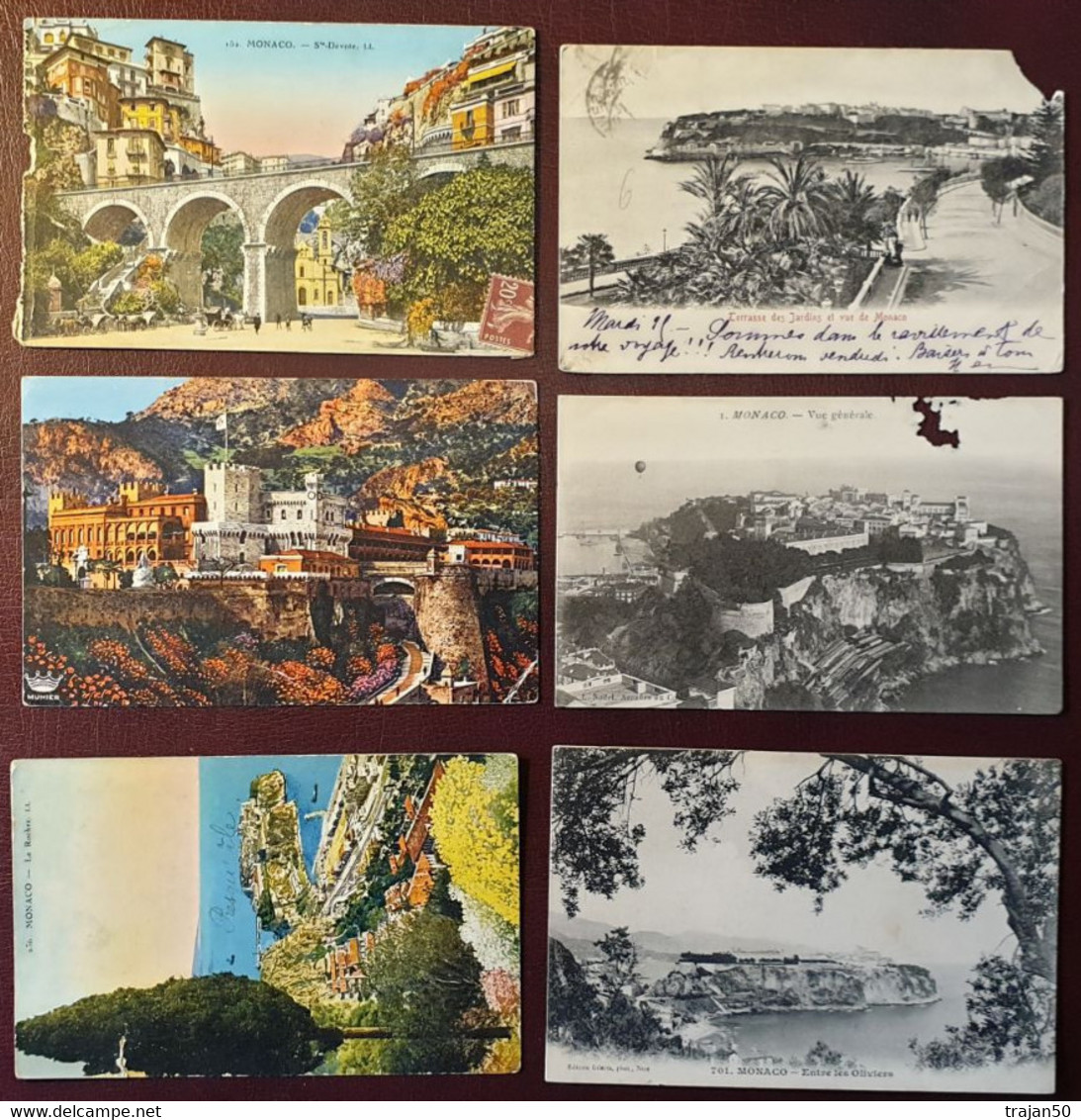 26 cartes postales de la principauté de Monaco dont 2 cartes publicitaires (chocolat Meunier, zomothérapie).